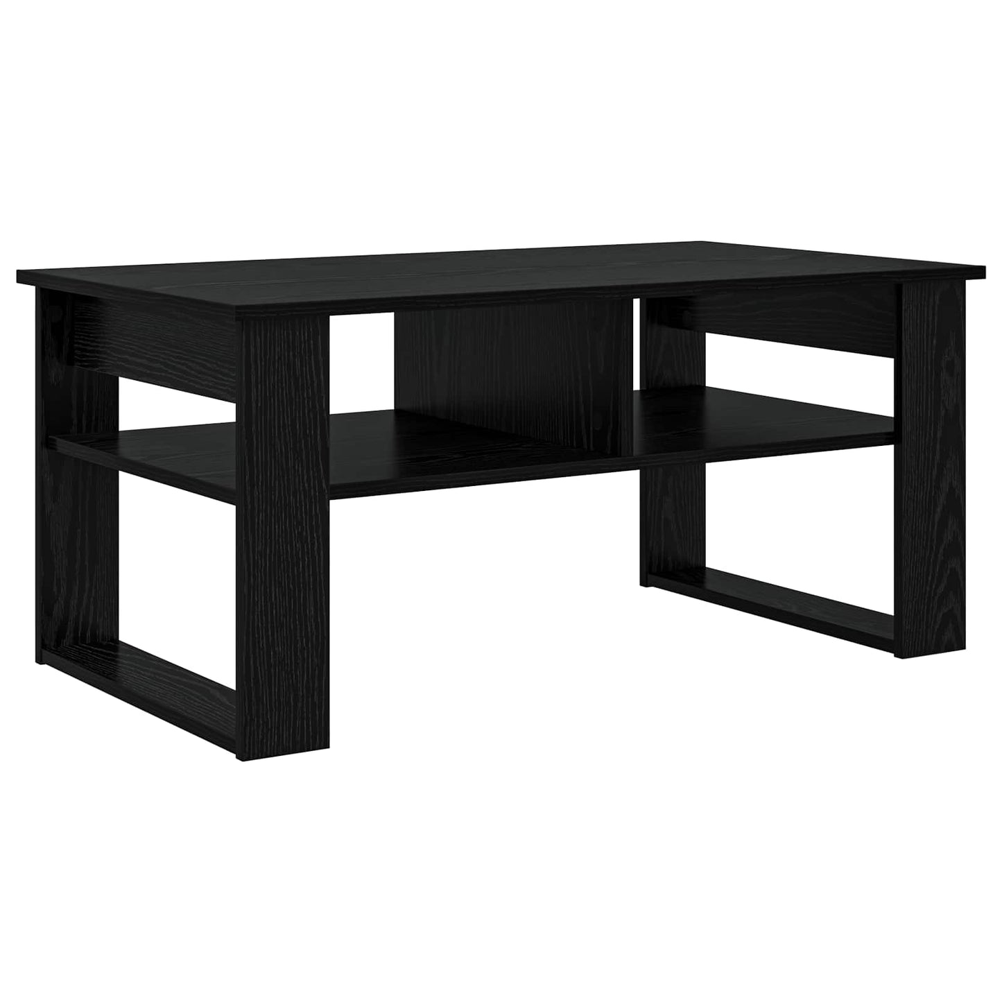 Salontafel met opslag Zwart Eiken 96 x 54 x 44 cm Bewerkt hout is nu te koop bij PeponiXL, paradijselijk wonen!