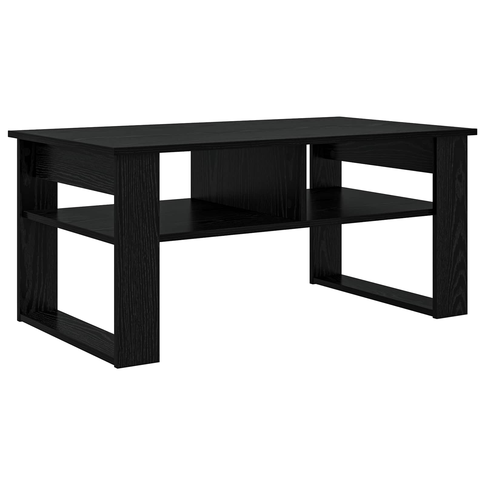 Salontafel met opslag Zwart Eiken 96 x 54 x 44 cm Bewerkt hout is nu te koop bij PeponiXL, paradijselijk wonen!