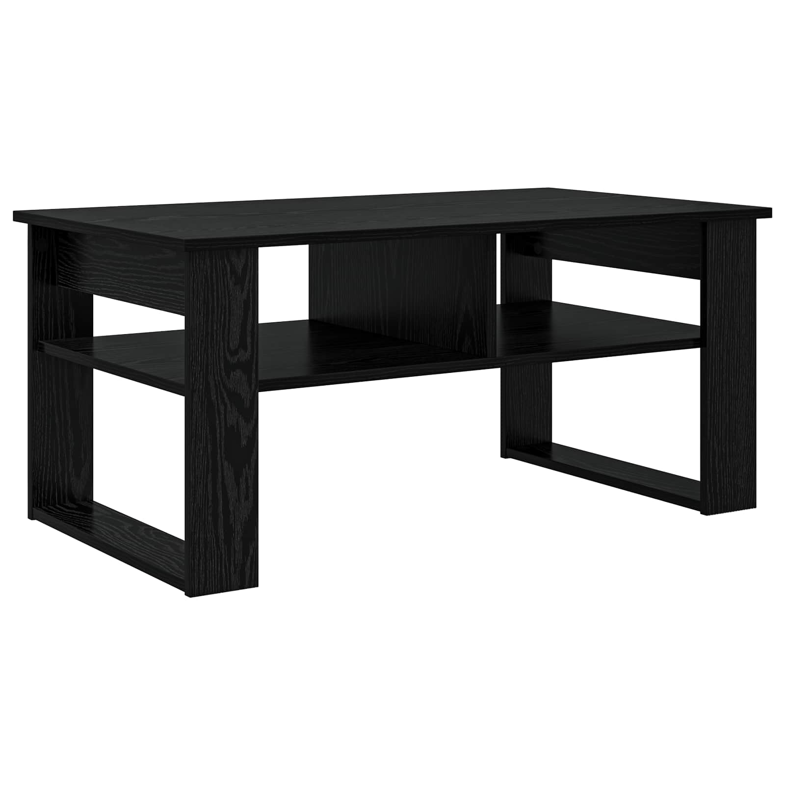 Salontafel met opslag Zwart Eiken 96 x 54 x 44 cm Bewerkt hout is nu te koop bij PeponiXL, paradijselijk wonen!