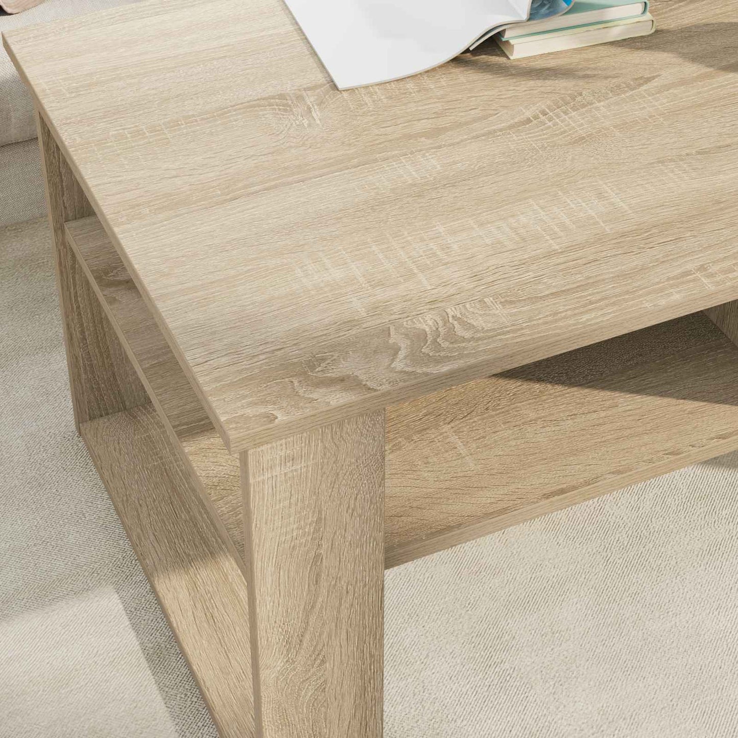 Salontafel met opslag Sonoma Eiken 96 x 54 x 44 cm Bewerkt hout is nu te koop bij PeponiXL, paradijselijk wonen!