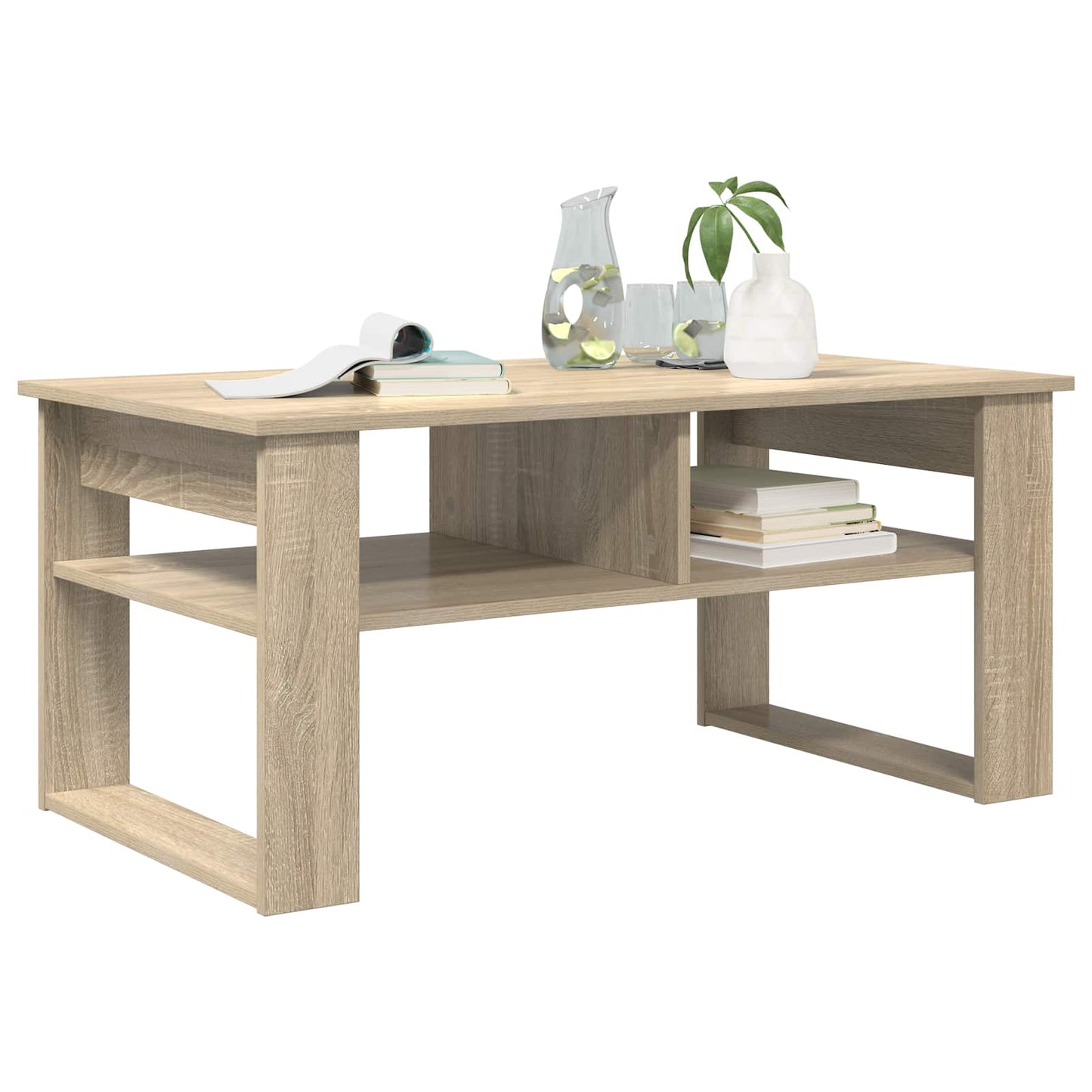 Salontafel met opslag Sonoma Eiken 96 x 54 x 44 cm Bewerkt hout is nu te koop bij PeponiXL, paradijselijk wonen!