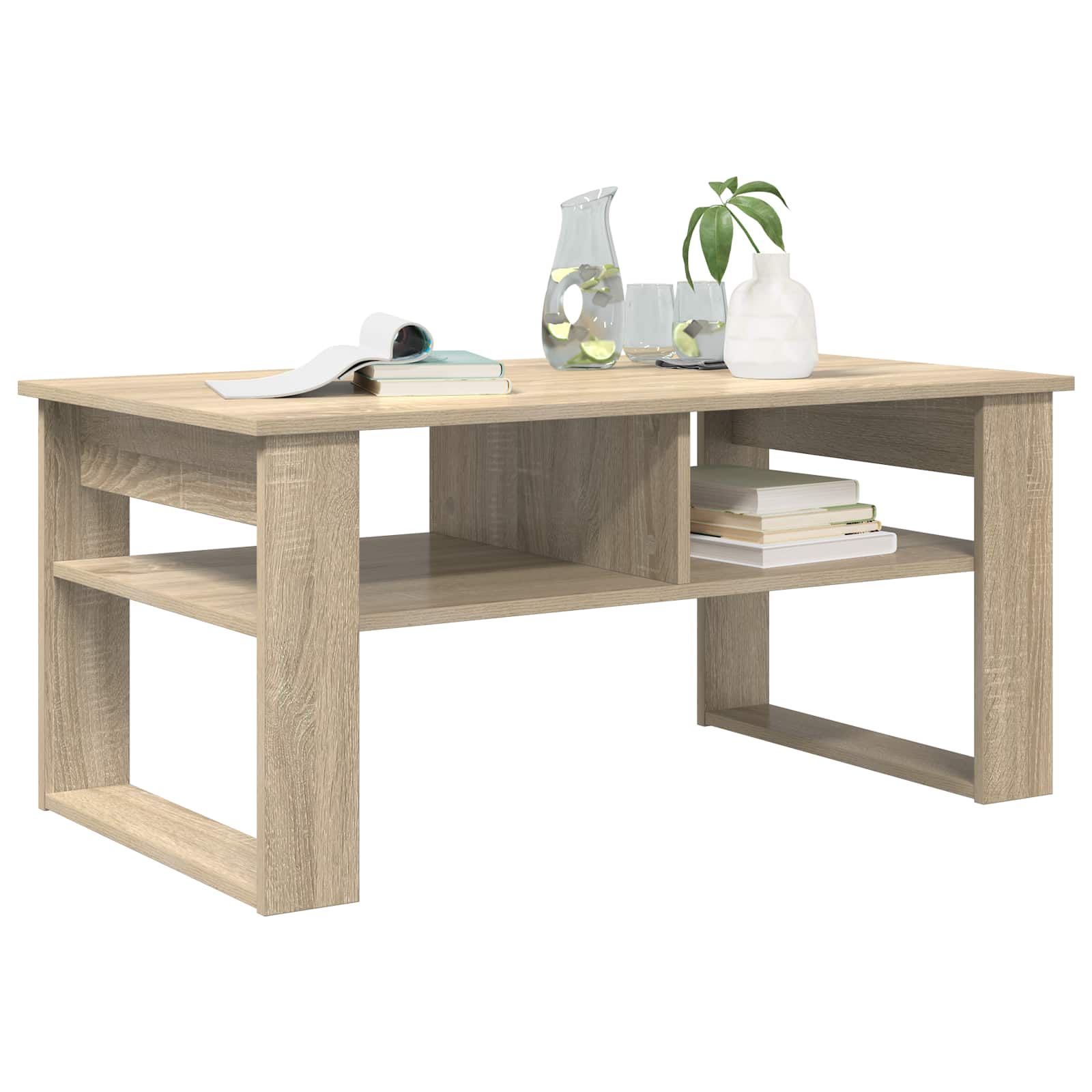 Salontafel met opslag Sonoma Eiken 96 x 54 x 44 cm Bewerkt hout is nu te koop bij PeponiXL, paradijselijk wonen!