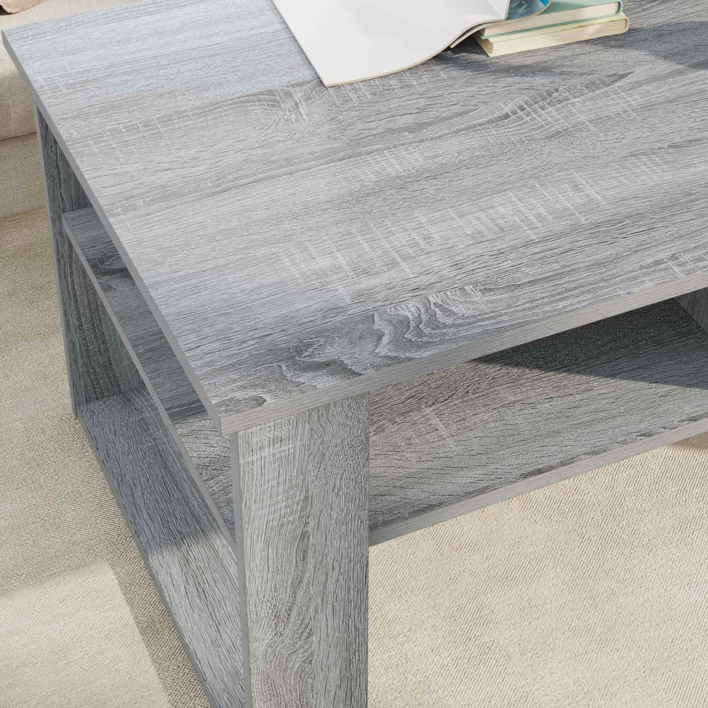 Salontafel met opslag Grijs Sonoma 96 x 54 x 44 cm Bewerkt hout is nu te koop bij PeponiXL, paradijselijk wonen!