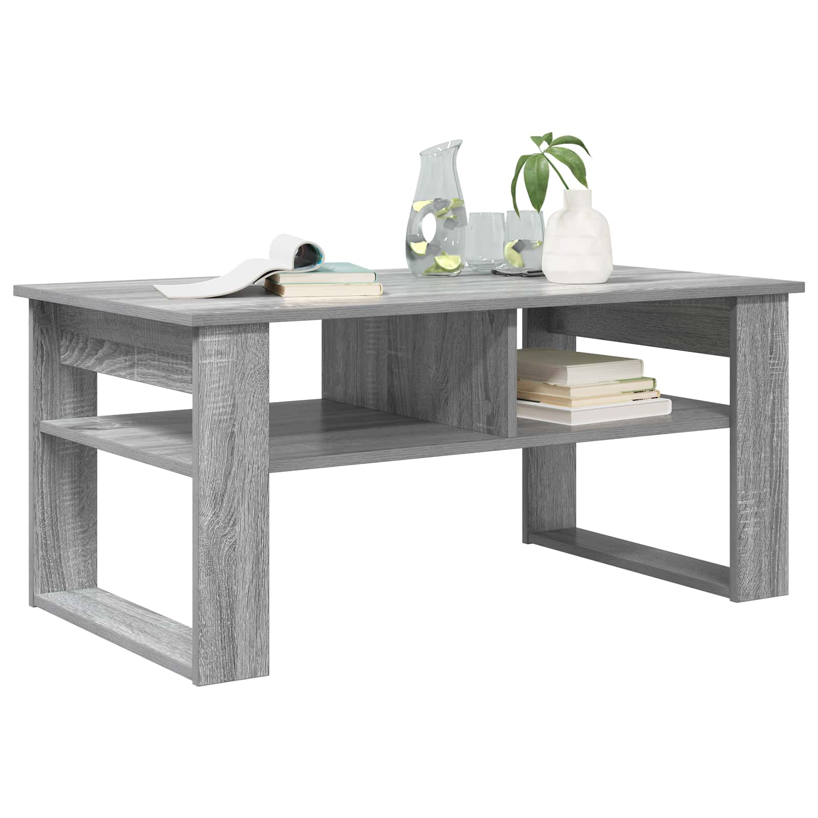 Salontafel met opslag Grijs Sonoma 96 x 54 x 44 cm Bewerkt hout is nu te koop bij PeponiXL, paradijselijk wonen!