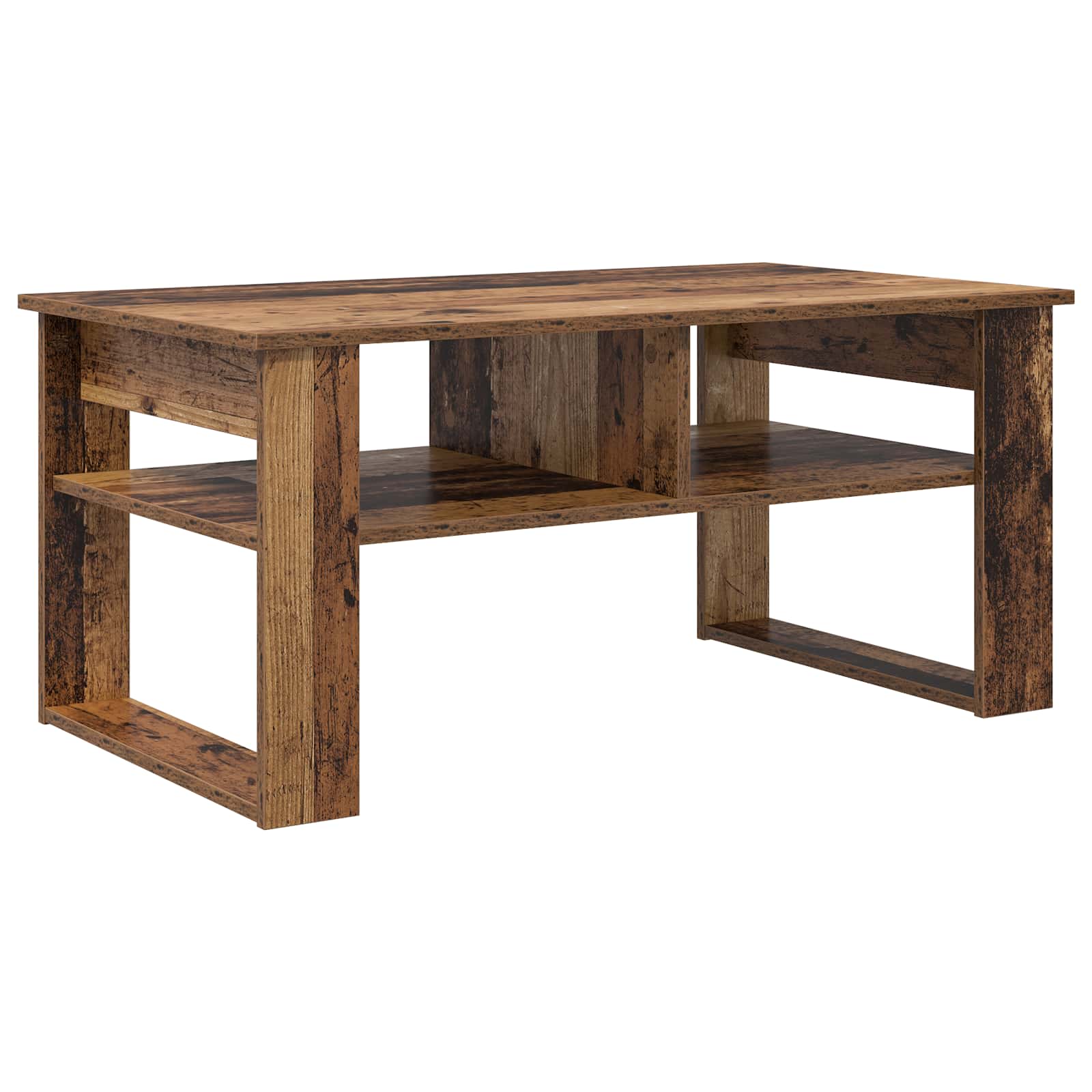 Salontafel met opslag Oudhout 96 x 54 x 44 cm Bewerkt hout is nu te koop bij PeponiXL, paradijselijk wonen!