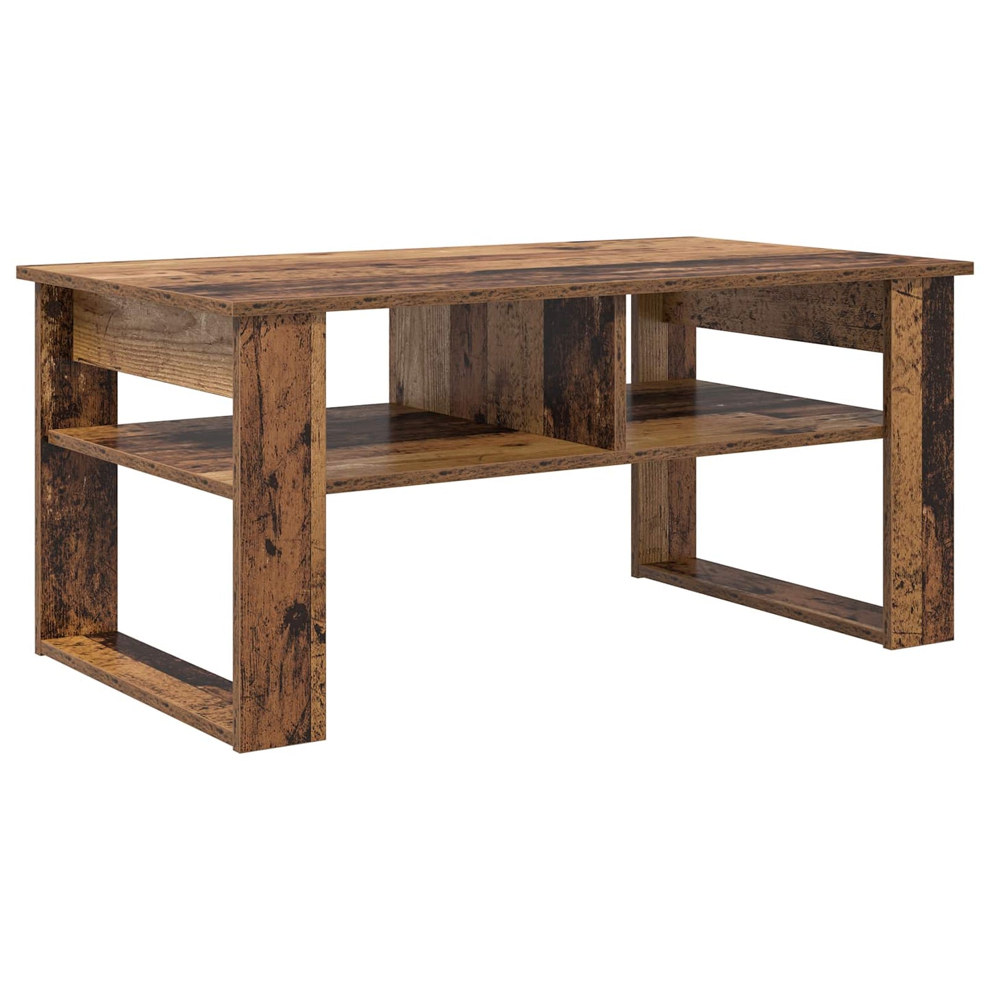 Salontafel met opslag Oudhout 96 x 54 x 44 cm Bewerkt hout is nu te koop bij PeponiXL, paradijselijk wonen!