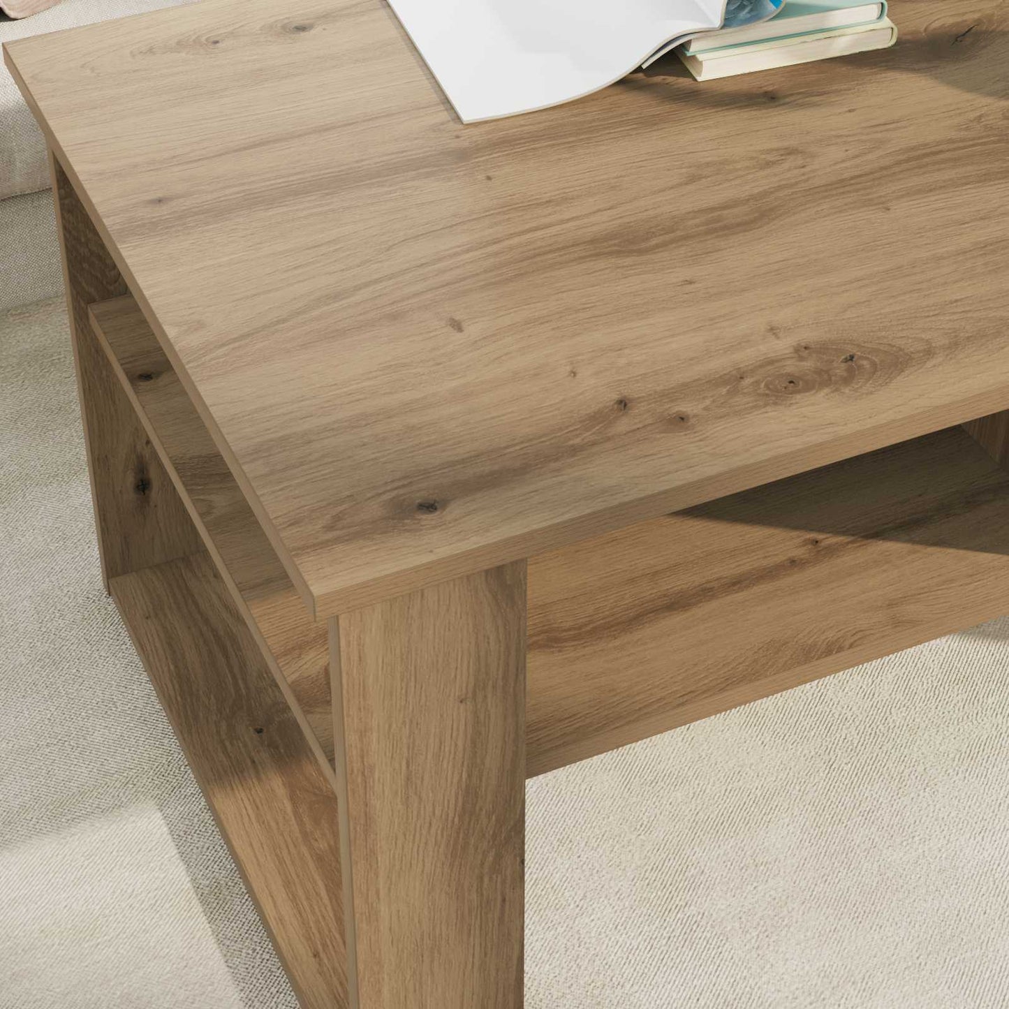 Salontafel Artisan Eiken 96 x 54 x 44 cm Bewerkt hout is nu te koop bij PeponiXL, paradijselijk wonen!