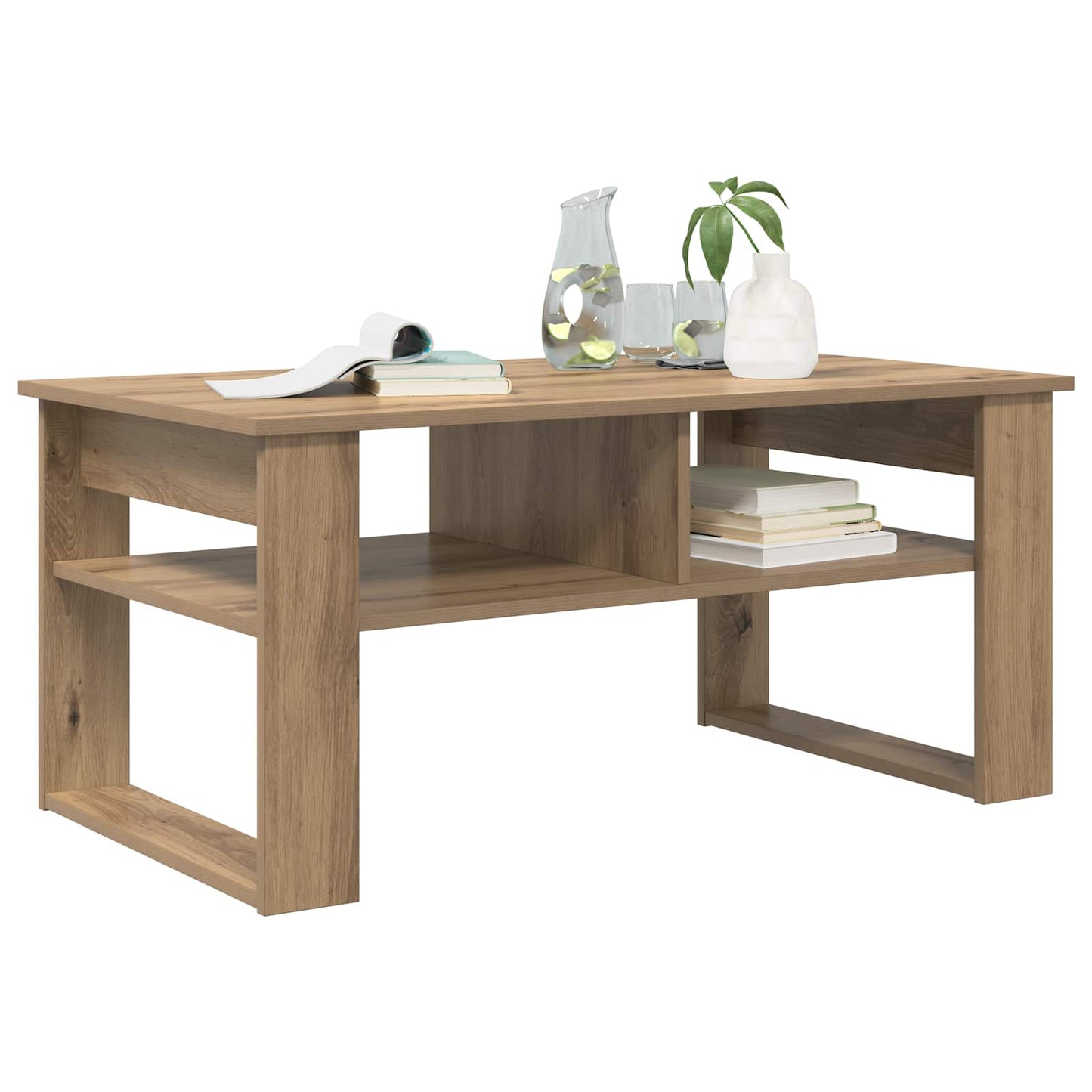 Salontafel Artisan Eiken 96 x 54 x 44 cm Bewerkt hout is nu te koop bij PeponiXL, paradijselijk wonen!