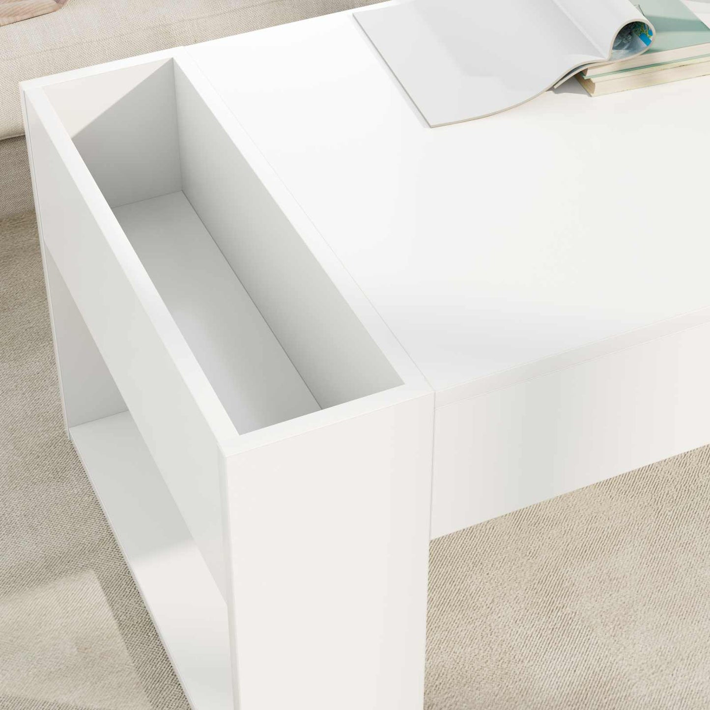 Salontafel Wit 110 x 50 x 41 cm Bewerkt hout is nu te koop bij PeponiXL, paradijselijk wonen!