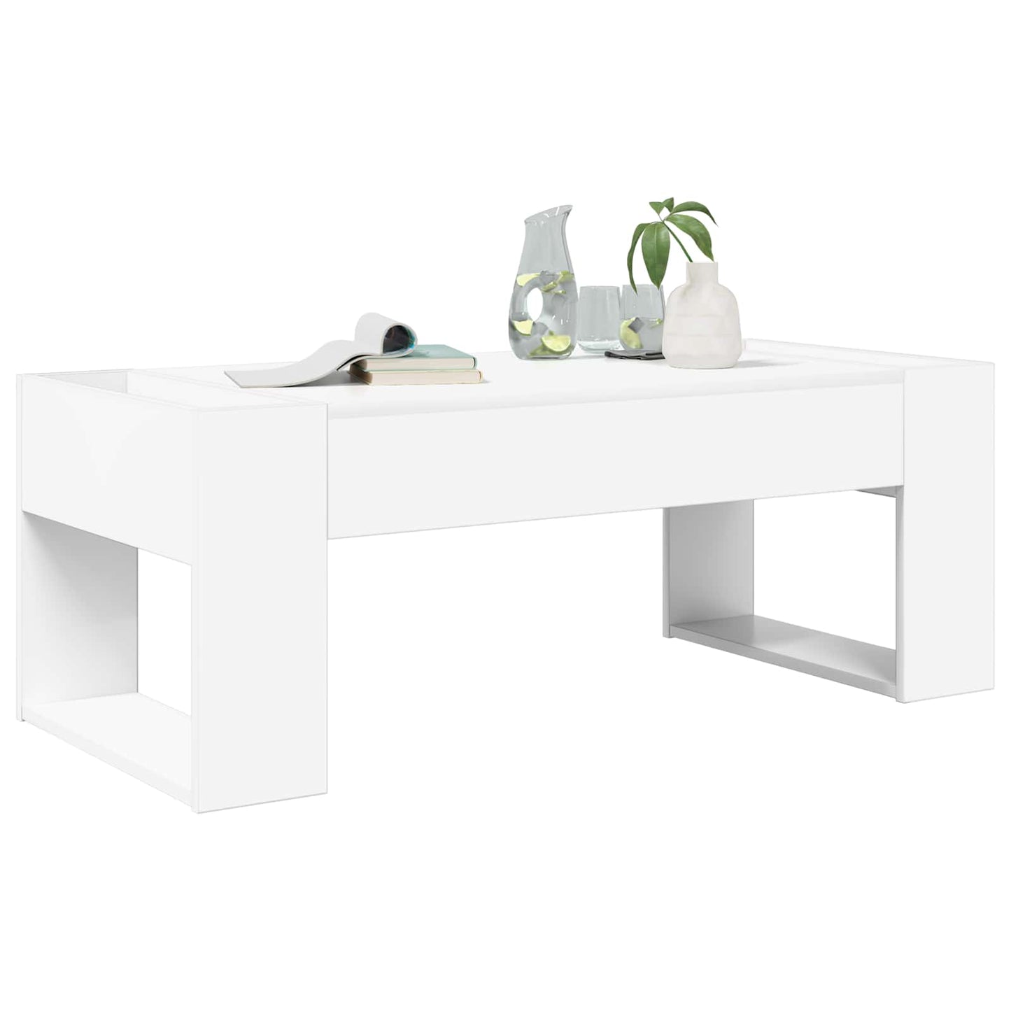 Salontafel Wit 110 x 50 x 41 cm Bewerkt hout is nu te koop bij PeponiXL, paradijselijk wonen!