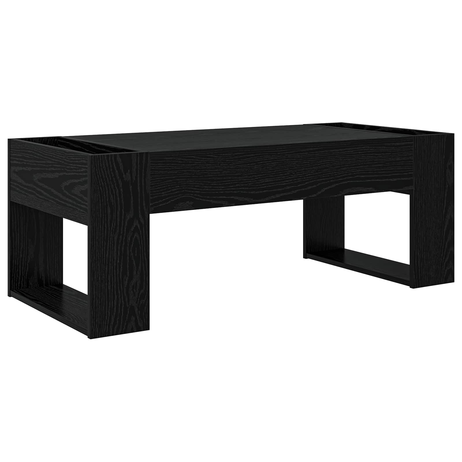 Salontafel Zwart Eiken 110 x 50 x 41 cm Bewerkt hout is nu te koop bij PeponiXL, paradijselijk wonen!