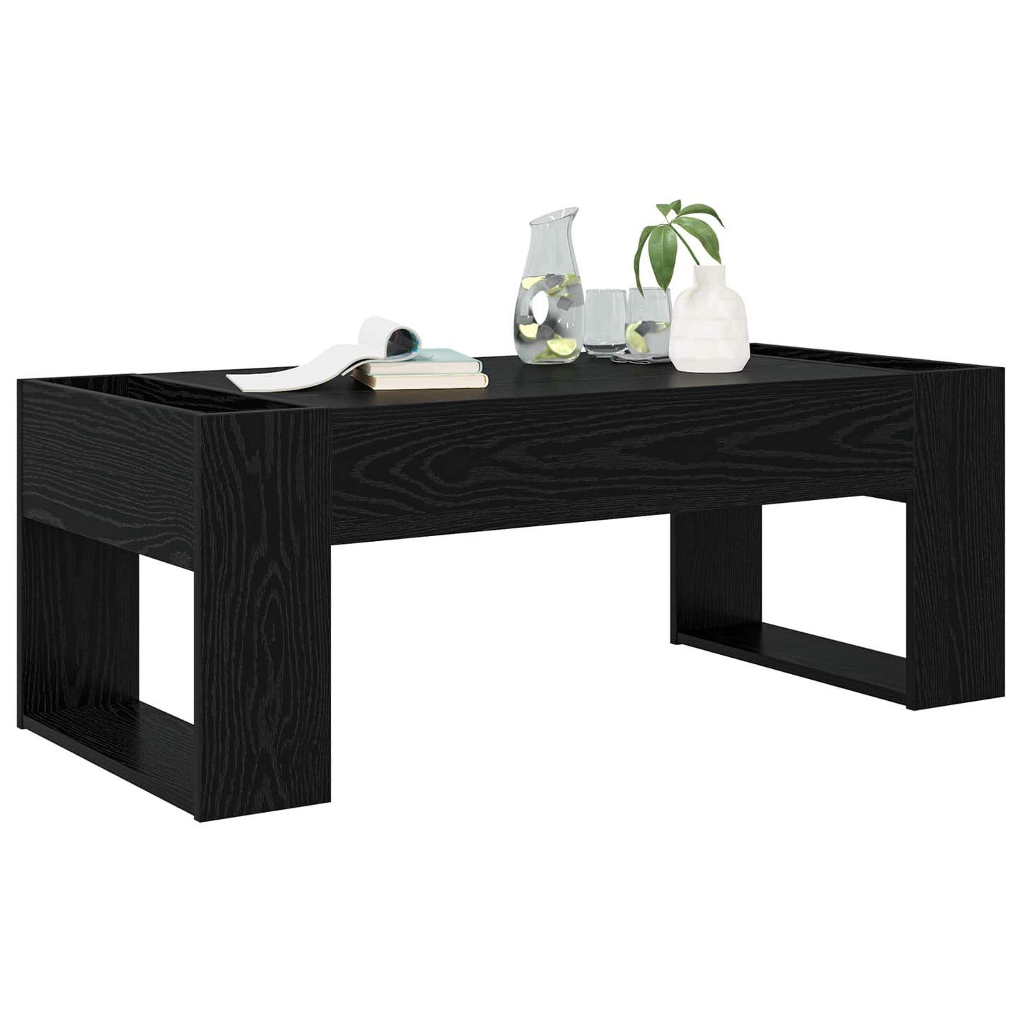 Salontafel Zwart Eiken 110 x 50 x 41 cm Bewerkt hout is nu te koop bij PeponiXL, paradijselijk wonen!