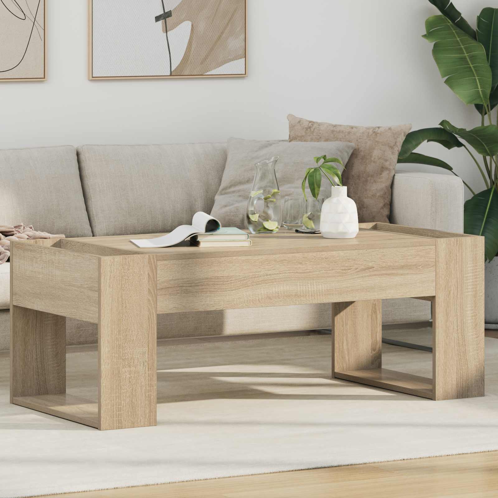 Salontafel Sonoma Eiken 110 x 50 x 41 cm Bewerkt hout is nu te koop bij PeponiXL, paradijselijk wonen!