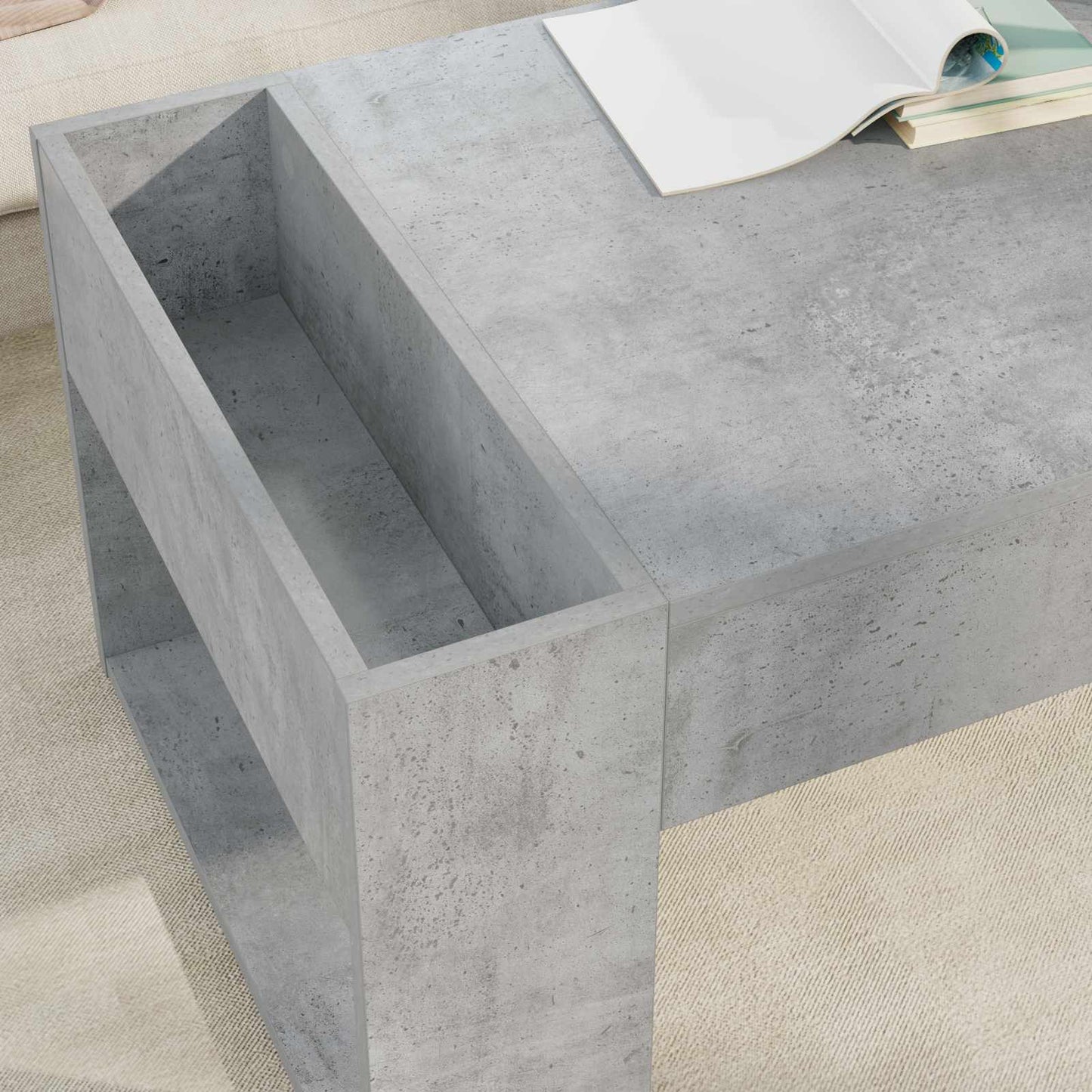 Salontafel Beton Grijs 110 x 50 x 41 cm Bewerkt hout is nu te koop bij PeponiXL, paradijselijk wonen!