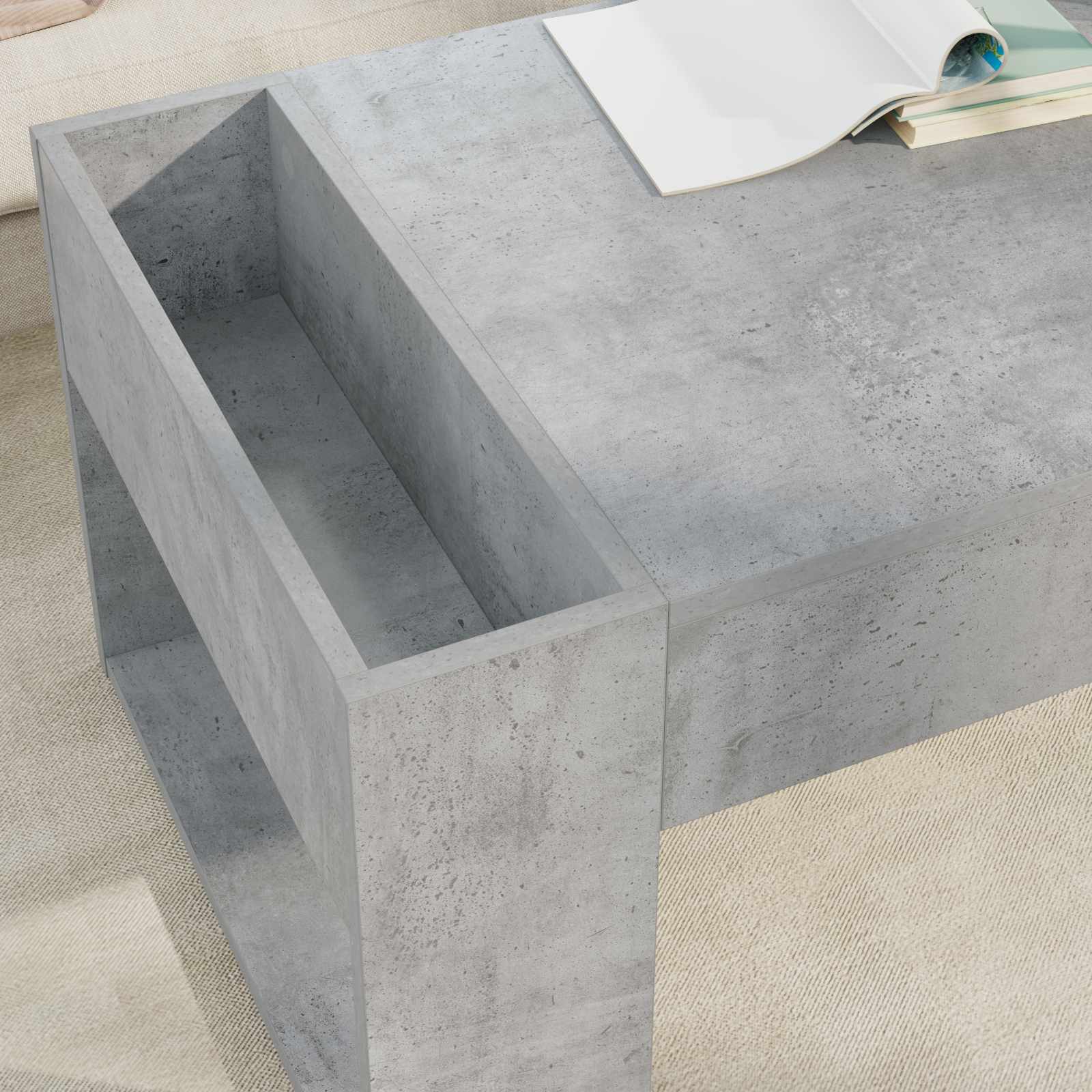 Salontafel Beton Grijs 110 x 50 x 41 cm Bewerkt hout is nu te koop bij PeponiXL, paradijselijk wonen!