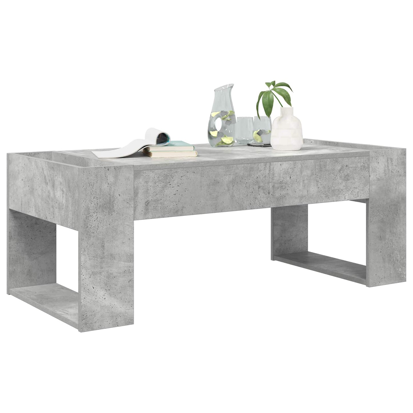Salontafel Beton Grijs 110 x 50 x 41 cm Bewerkt hout is nu te koop bij PeponiXL, paradijselijk wonen!