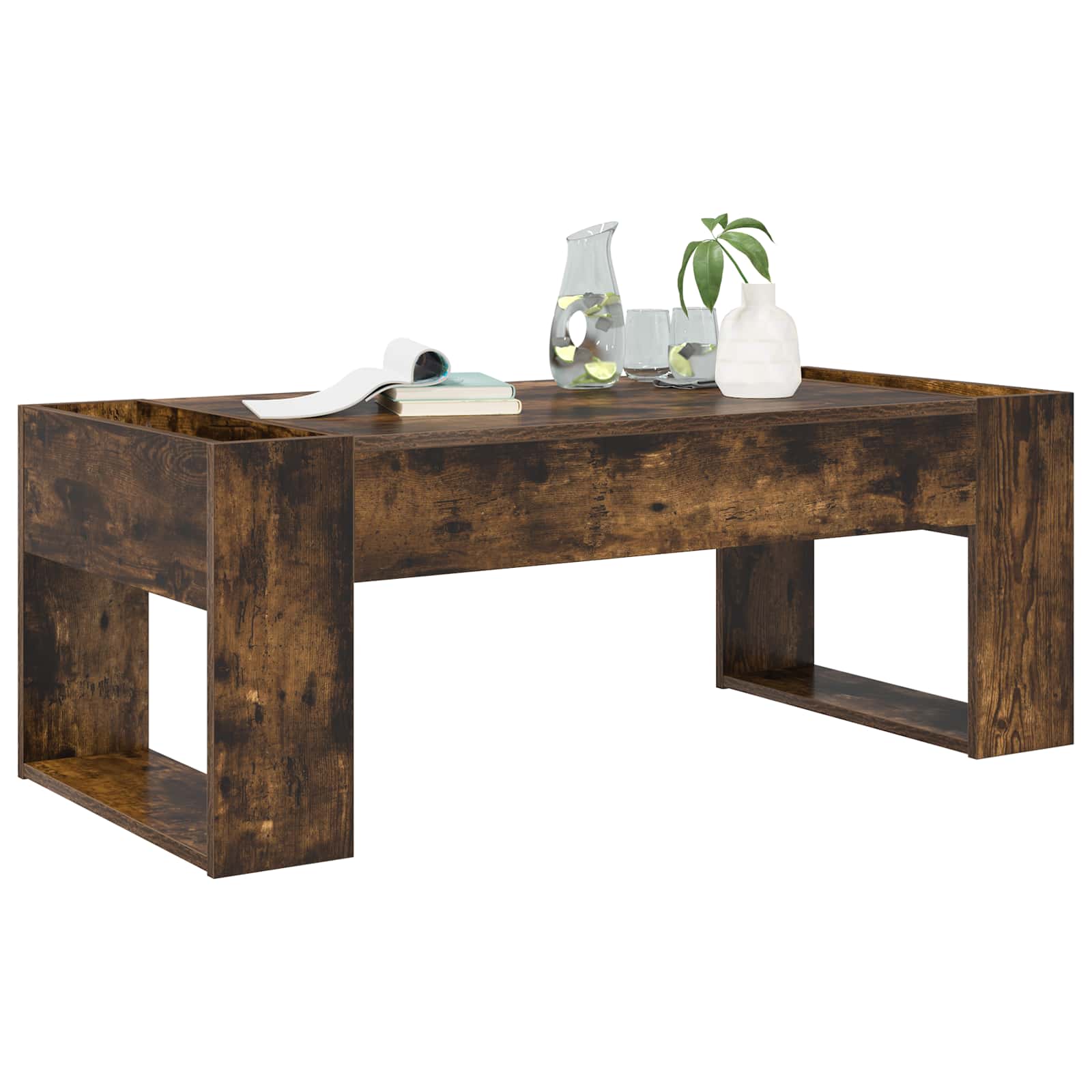 Salontafel Gerookt eiken 110 x 50 x 41 cm Bewerkt hout is nu te koop bij PeponiXL, paradijselijk wonen!