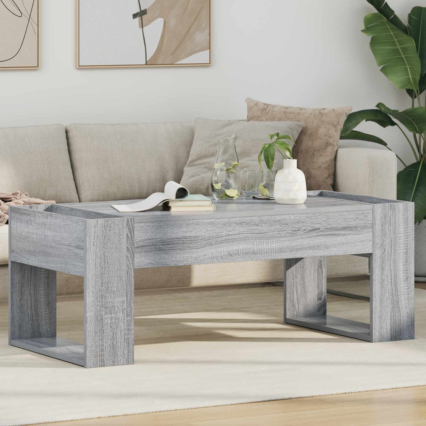 Salontafel Grijs Sonoma 110 x 50 x 41 cm Bewerkt hout is nu te koop bij PeponiXL, paradijselijk wonen!