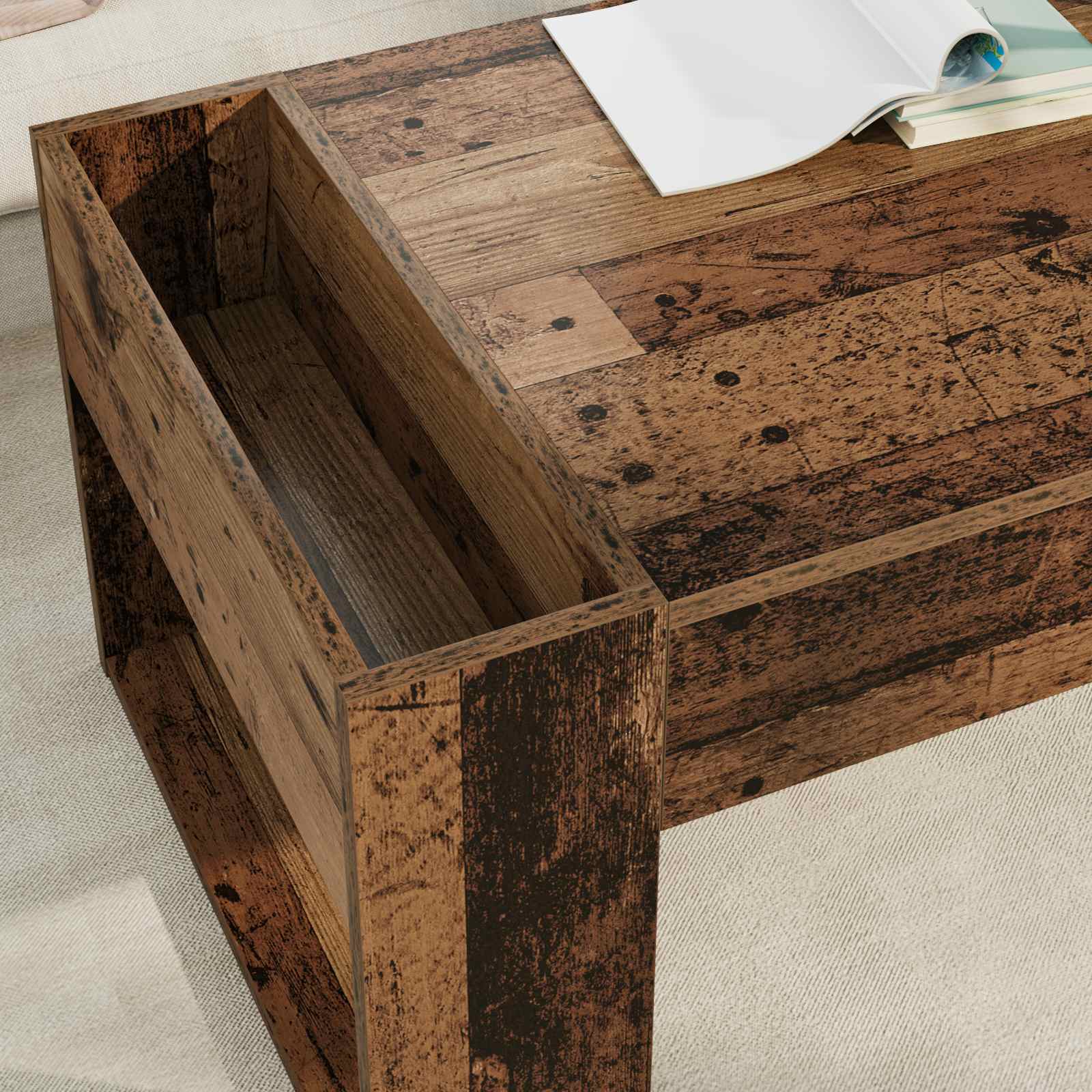 Salontafel Oudhout 110 x 50 x 41 cm Bewerkt hout is nu te koop bij PeponiXL, paradijselijk wonen!