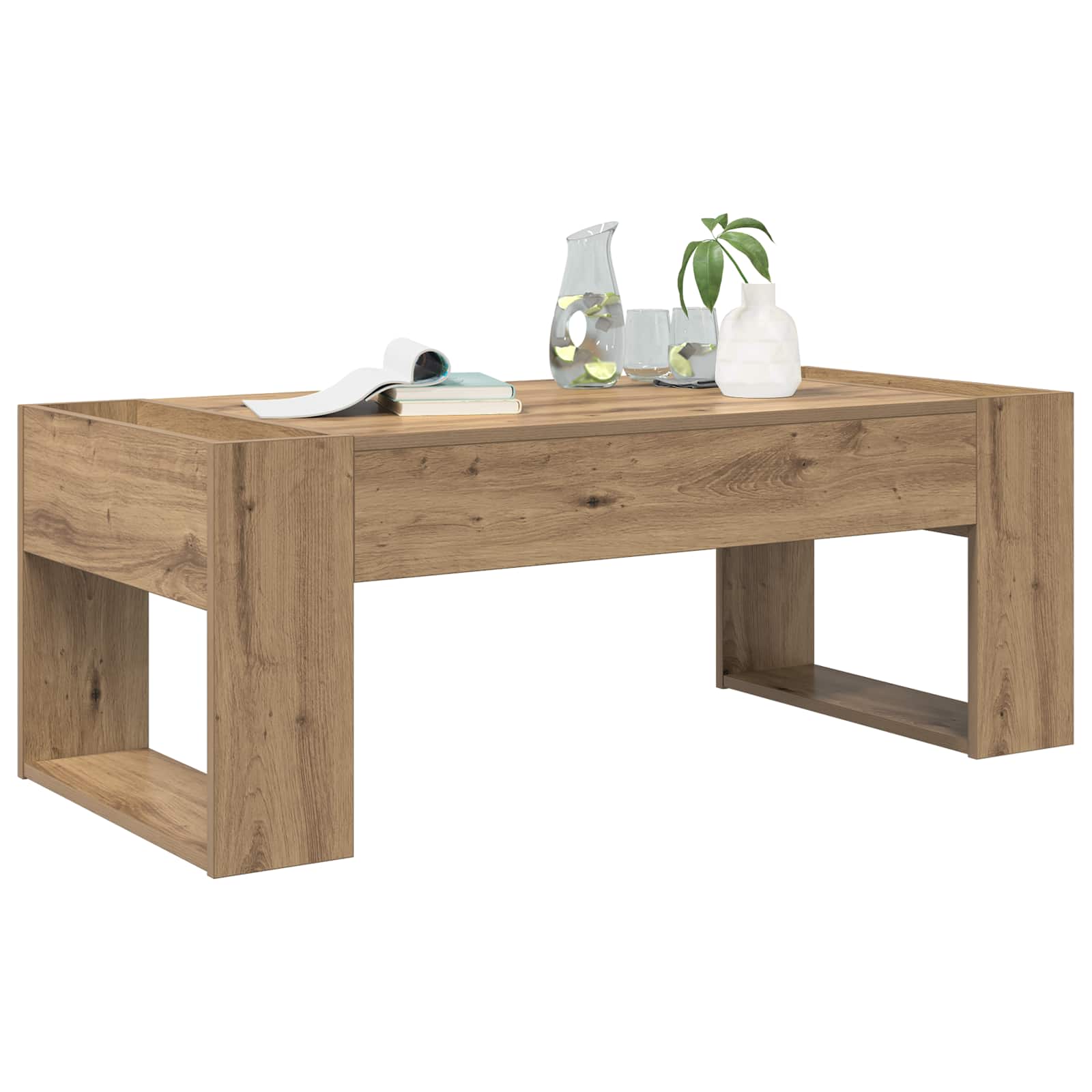 Salontafel Artisan Eiken 110 x 50 x 41 cm Bewerkt hout is nu te koop bij PeponiXL, paradijselijk wonen!
