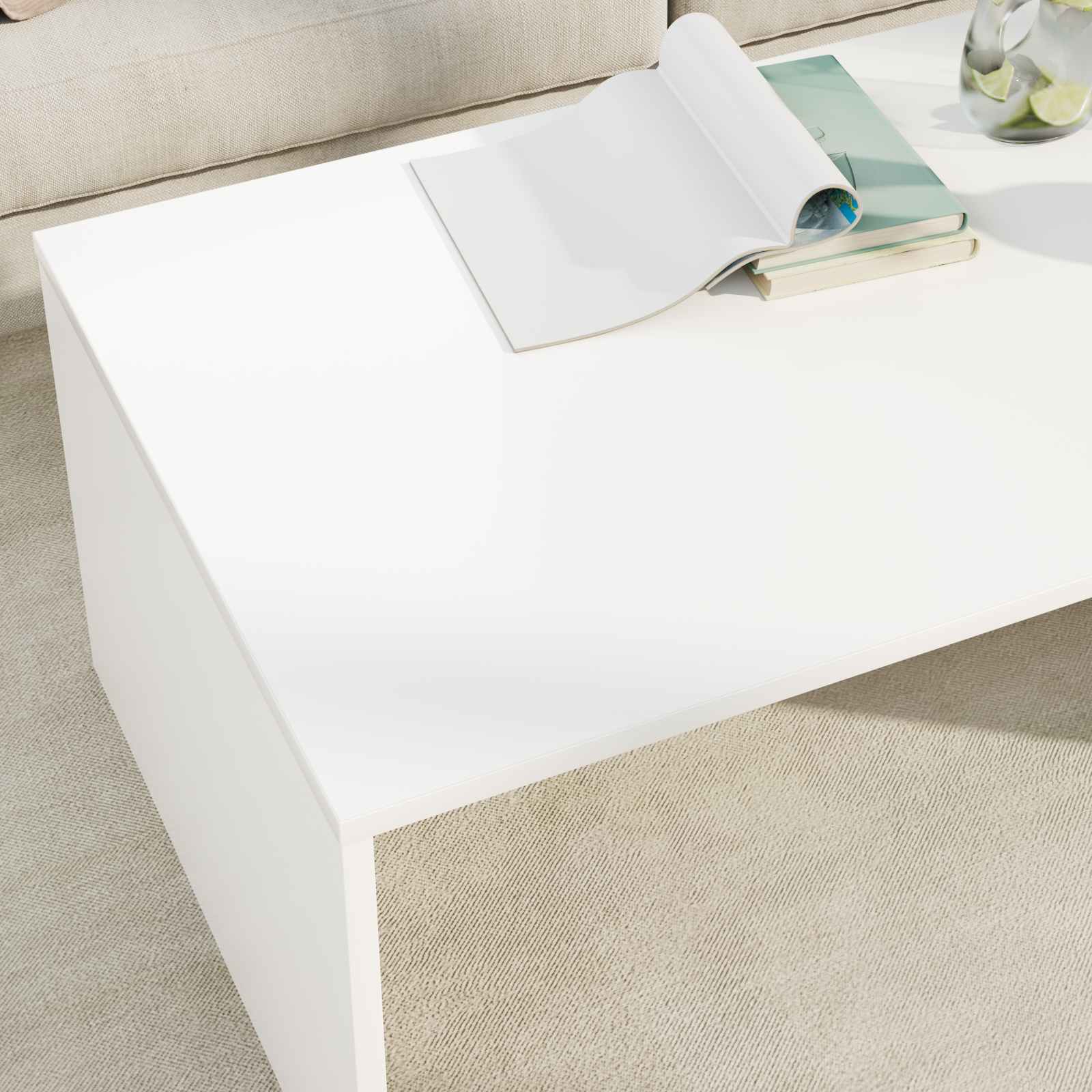 Salontafel Wit 95 x 50 x 34 cm Bewerkt hout is nu te koop bij PeponiXL, paradijselijk wonen!