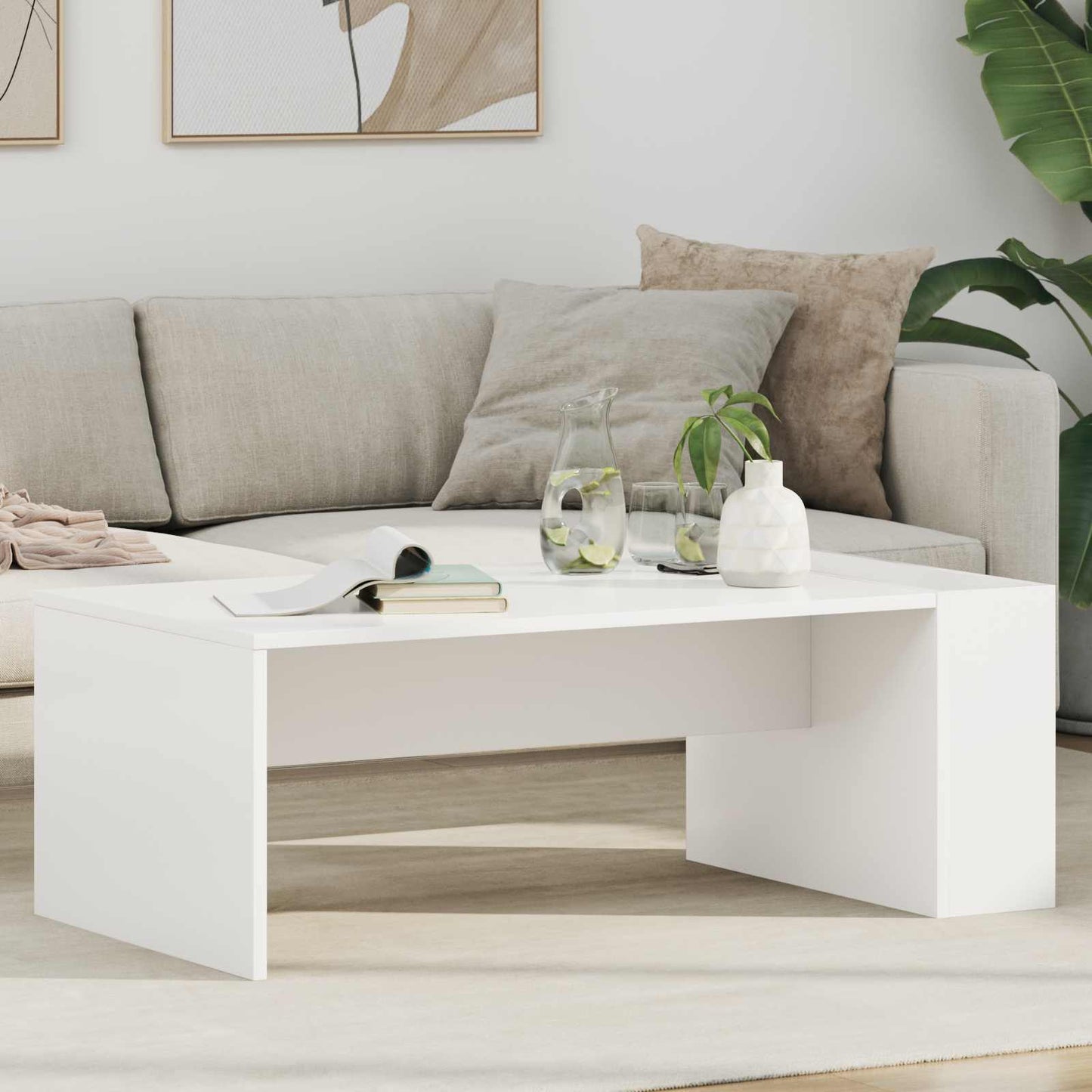 Salontafel Wit 95 x 50 x 34 cm Bewerkt hout is nu te koop bij PeponiXL, paradijselijk wonen!