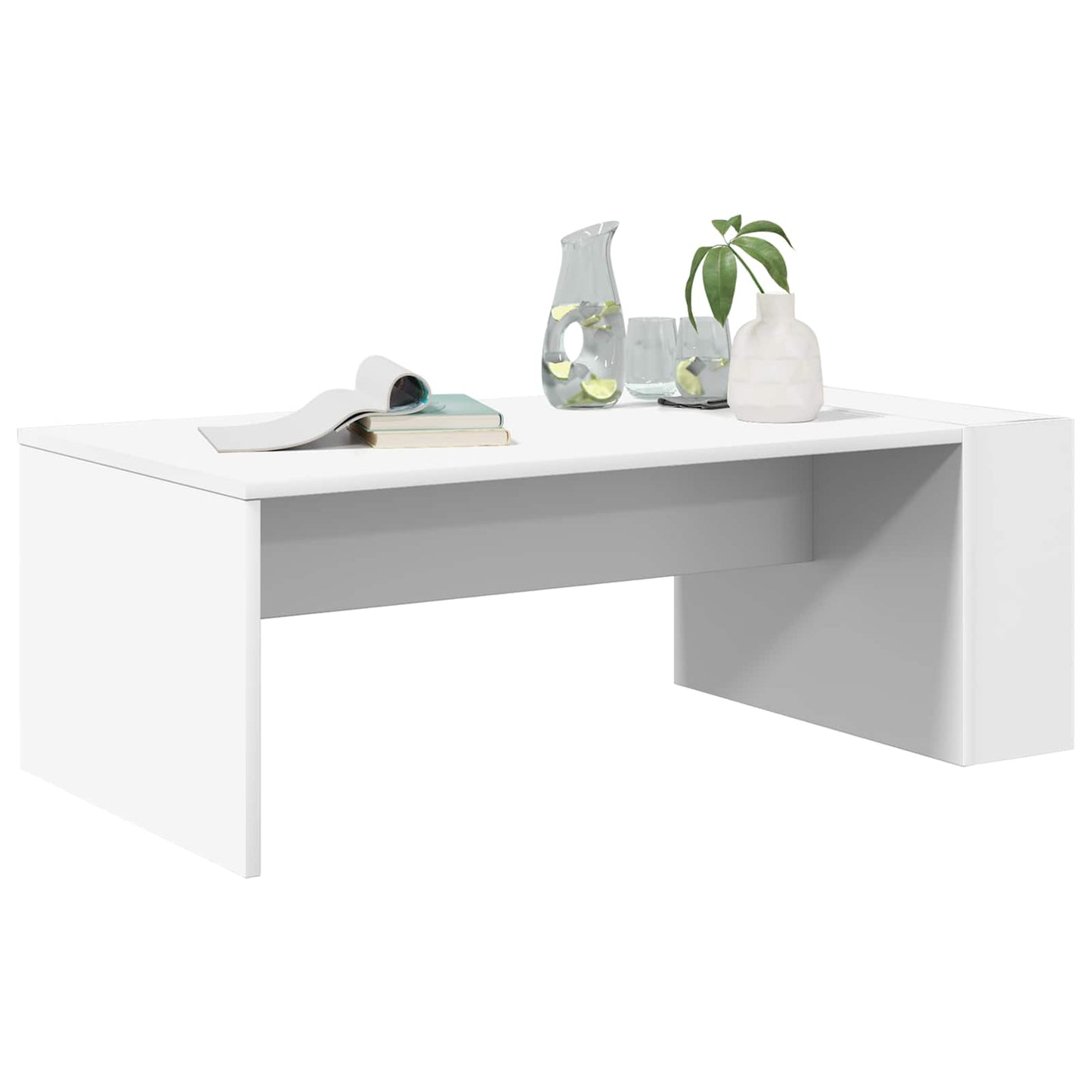 Salontafel Wit 95 x 50 x 34 cm Bewerkt hout is nu te koop bij PeponiXL, paradijselijk wonen!