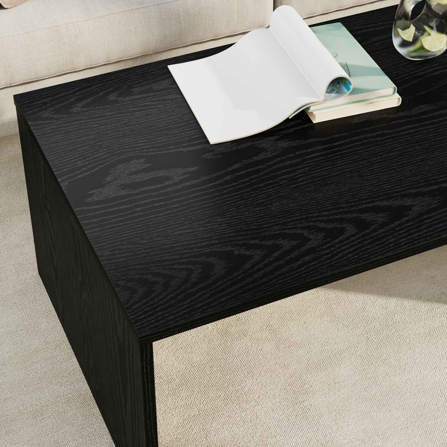 Salontafel Zwart Eiken 95 x 50 x 34 cm Bewerkt hout is nu te koop bij PeponiXL, paradijselijk wonen!