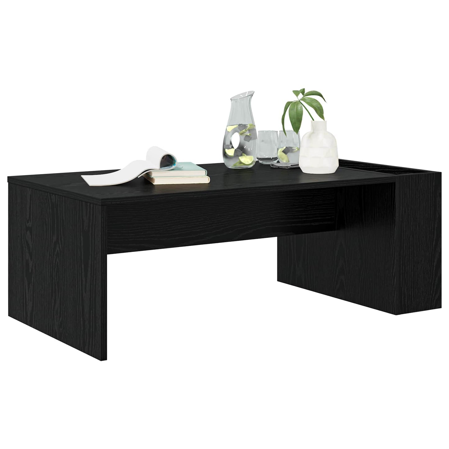 Salontafel Zwart Eiken 95 x 50 x 34 cm Bewerkt hout is nu te koop bij PeponiXL, paradijselijk wonen!