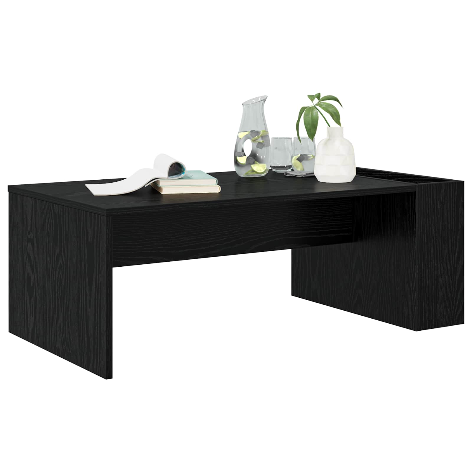 Salontafel Zwart Eiken 95 x 50 x 34 cm Bewerkt hout is nu te koop bij PeponiXL, paradijselijk wonen!