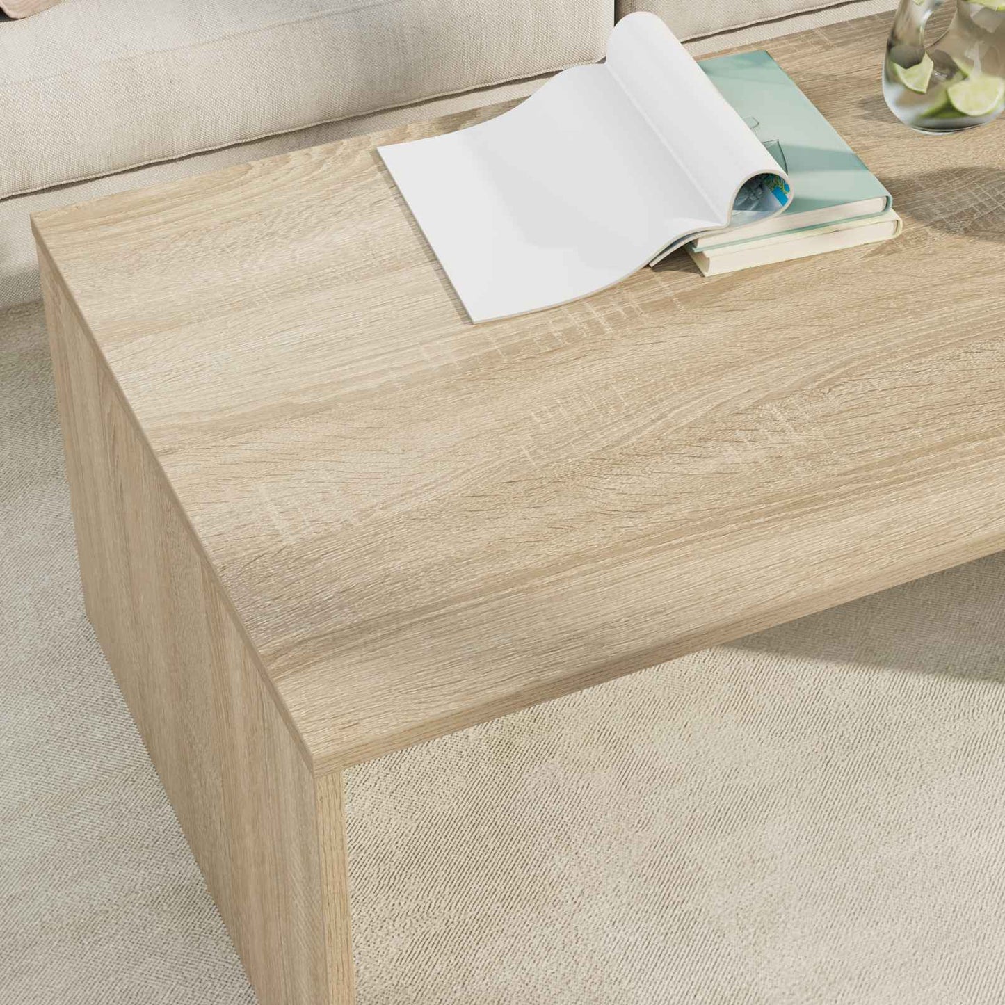 Salontafel Sonoma Eiken 95 x 50 x 34 cm Bewerkt hout is nu te koop bij PeponiXL, paradijselijk wonen!