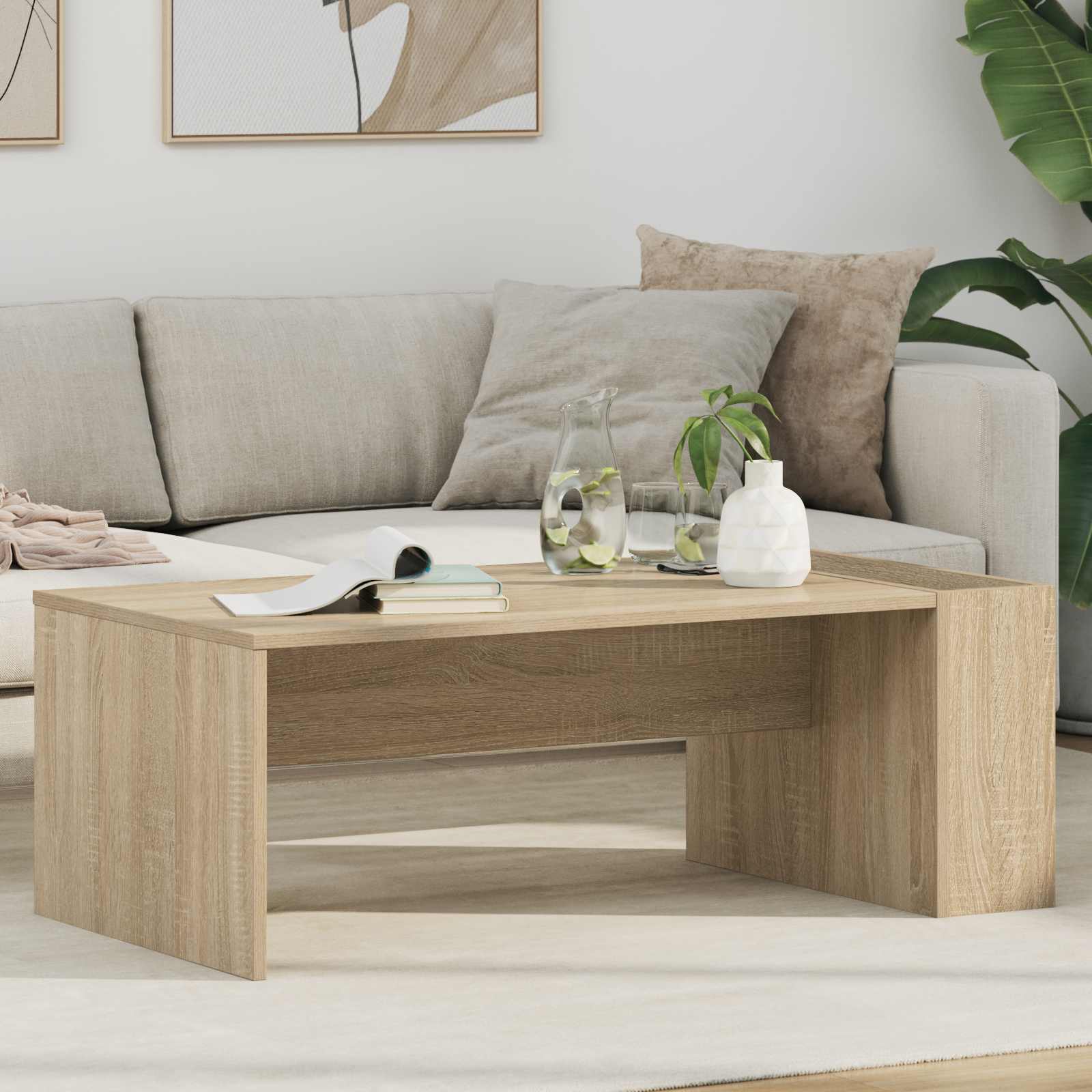 Salontafel Sonoma Eiken 95 x 50 x 34 cm Bewerkt hout is nu te koop bij PeponiXL, paradijselijk wonen!