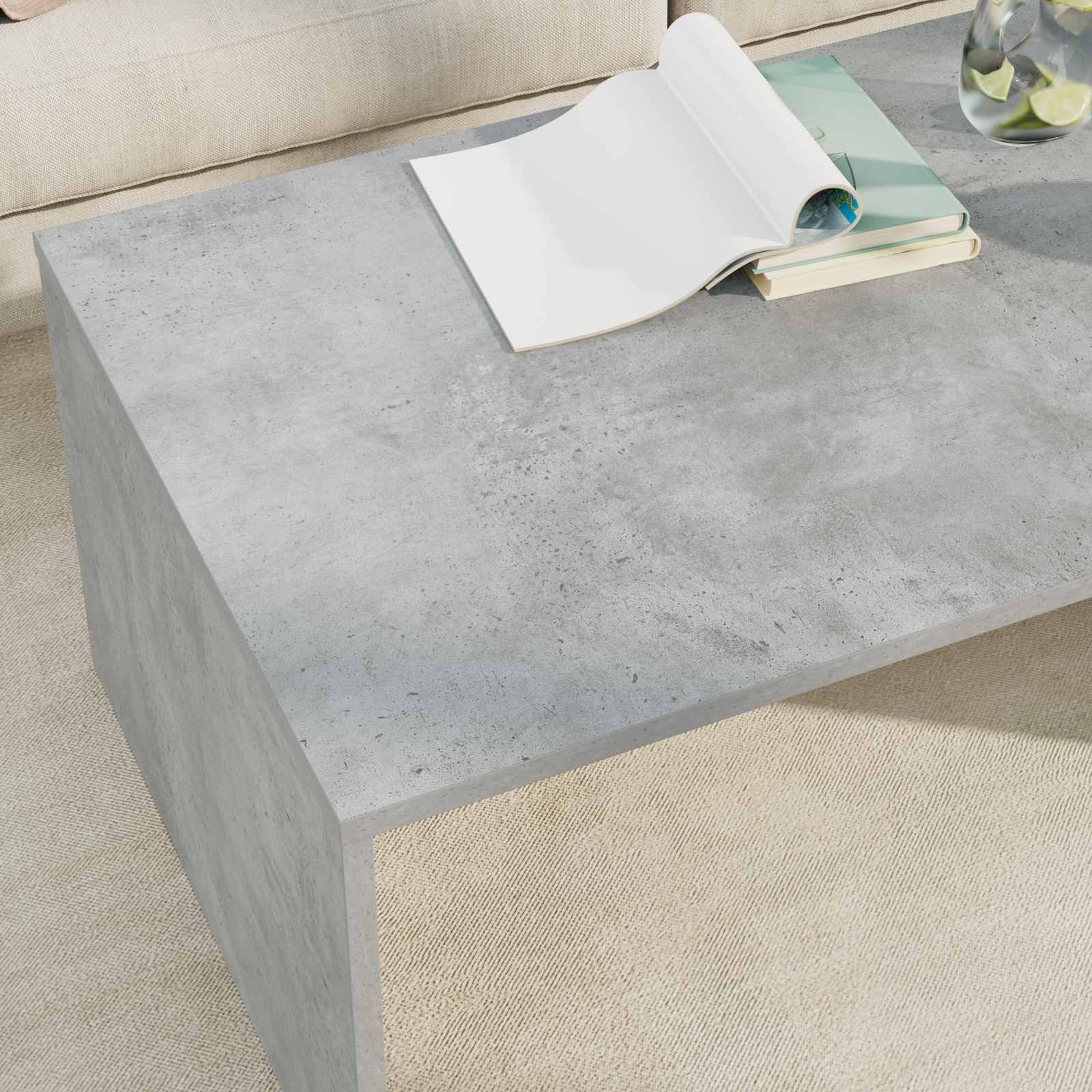 Salontafel Beton Grijs 95 x 50 x 34 cm Bewerkt hout is nu te koop bij PeponiXL, paradijselijk wonen!