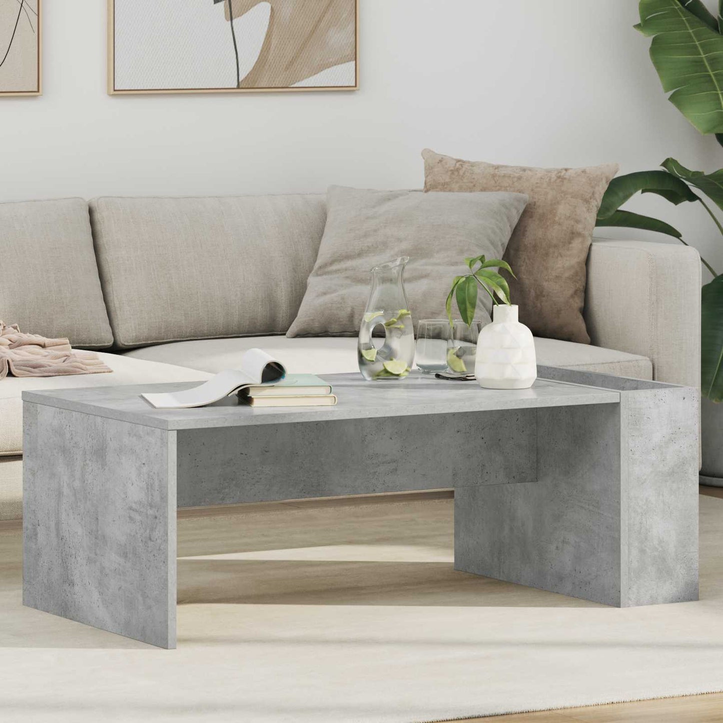 Salontafel Beton Grijs 95 x 50 x 34 cm Bewerkt hout is nu te koop bij PeponiXL, paradijselijk wonen!