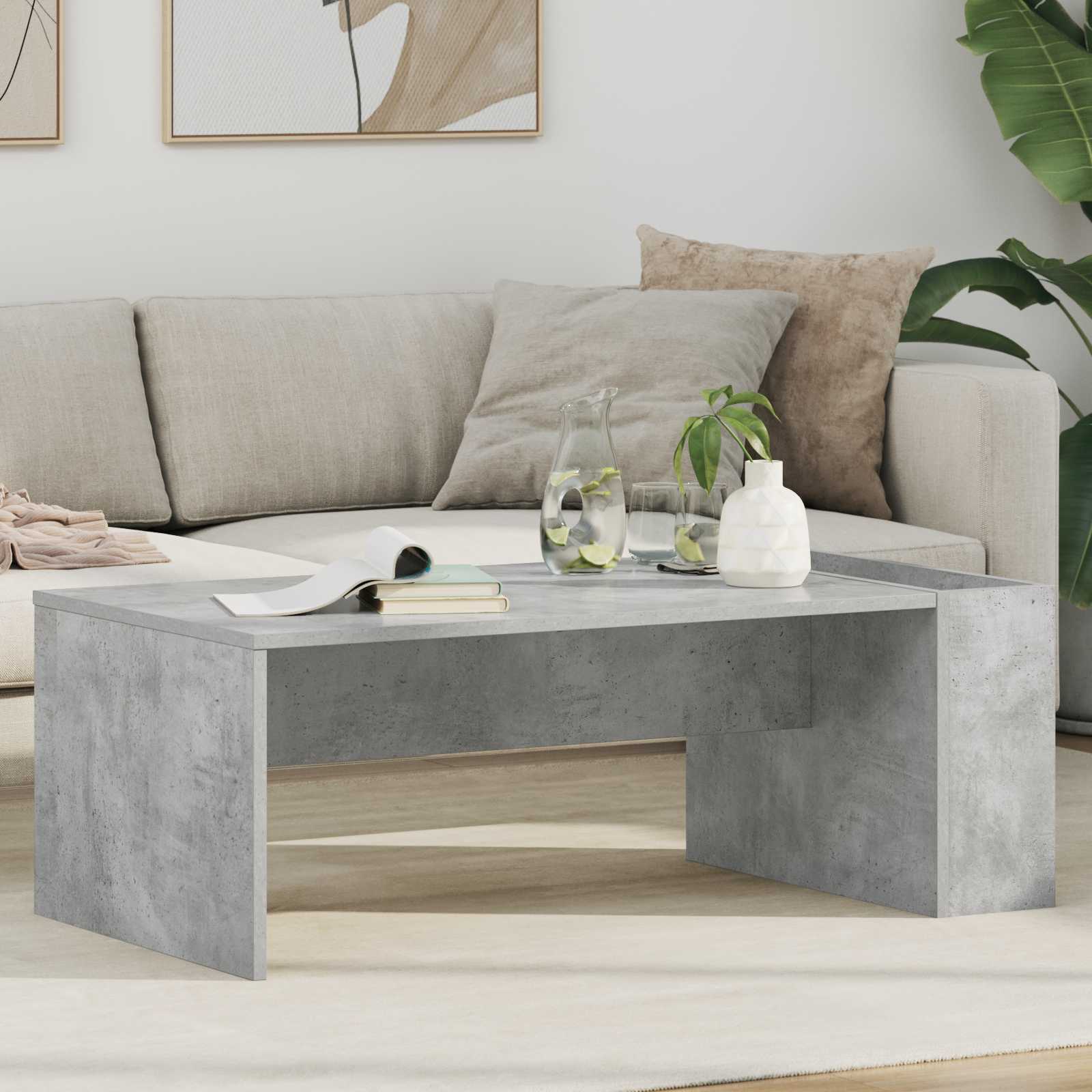 Salontafel Beton Grijs 95 x 50 x 34 cm Bewerkt hout is nu te koop bij PeponiXL, paradijselijk wonen!