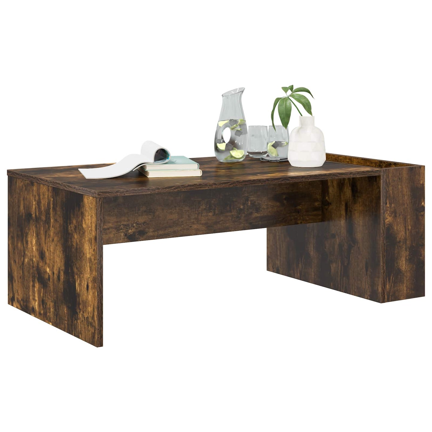 Salontafel Gerookt eiken 95 x 50 x 34 cm Bewerkt hout is nu te koop bij PeponiXL, paradijselijk wonen!