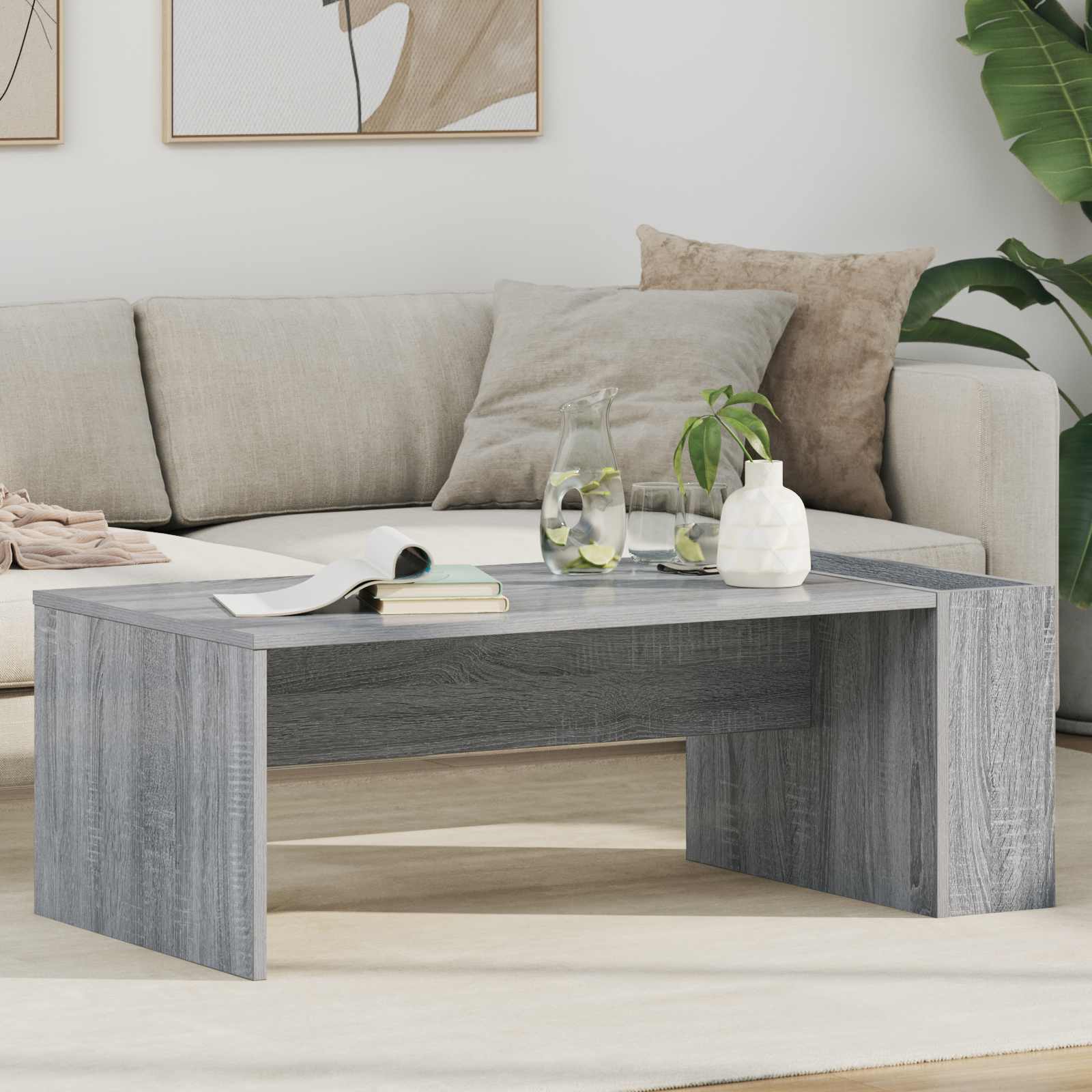 Salontafel Grijs Sonoma 95 x 50 x 34 cm Bewerkt hout is nu te koop bij PeponiXL, paradijselijk wonen!