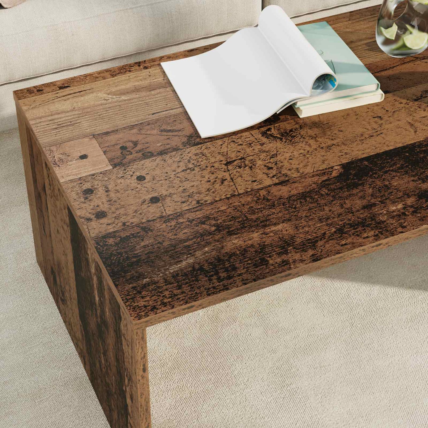 Salontafel Oudhout 95 x 50 x 34 cm Bewerkt hout is nu te koop bij PeponiXL, paradijselijk wonen!