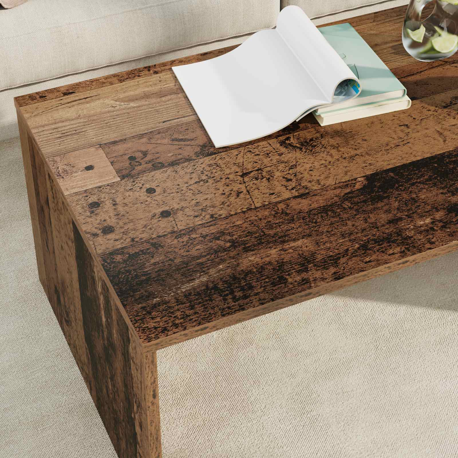 Salontafel Oudhout 95 x 50 x 34 cm Bewerkt hout is nu te koop bij PeponiXL, paradijselijk wonen!