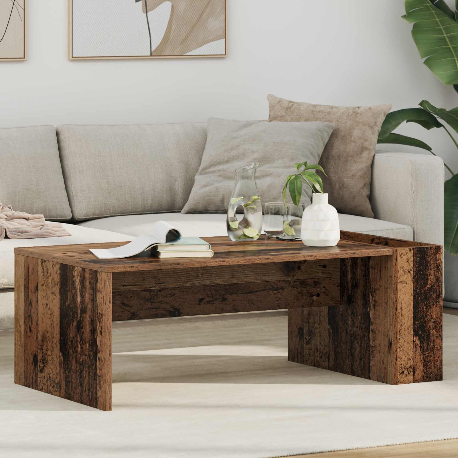 Salontafel Oudhout 95 x 50 x 34 cm Bewerkt hout is nu te koop bij PeponiXL, paradijselijk wonen!