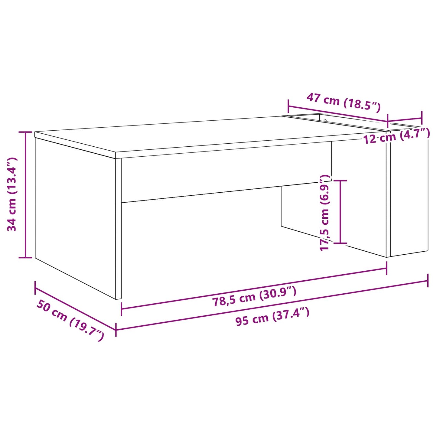 Salontafel Oudhout 95 x 50 x 34 cm Bewerkt hout is nu te koop bij PeponiXL, paradijselijk wonen!