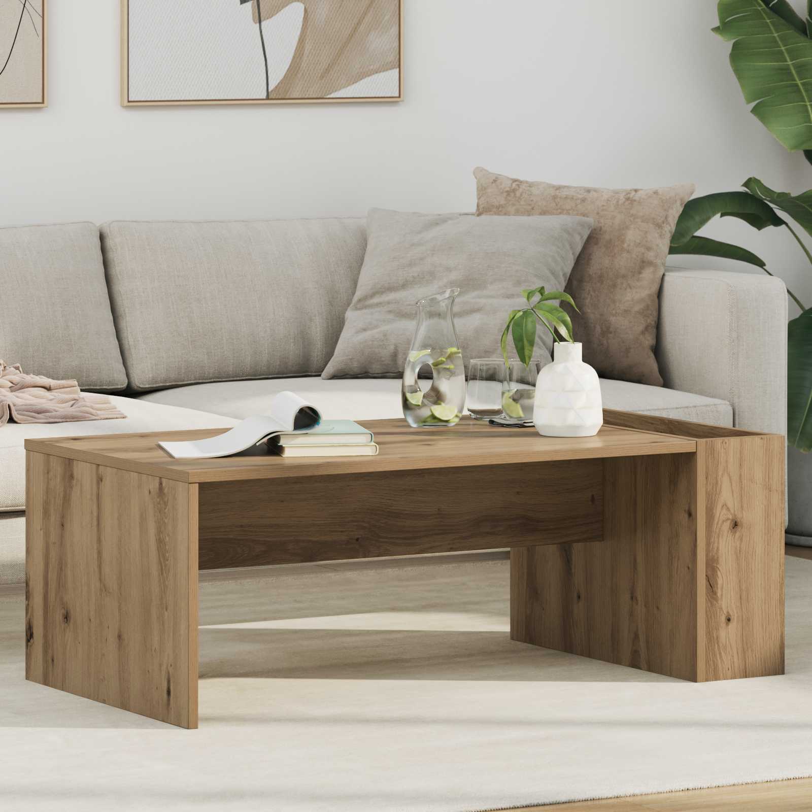 Salontafel Artisan Eiken 95 x 50 x 34 cm Bewerkt hout is nu te koop bij PeponiXL, paradijselijk wonen!