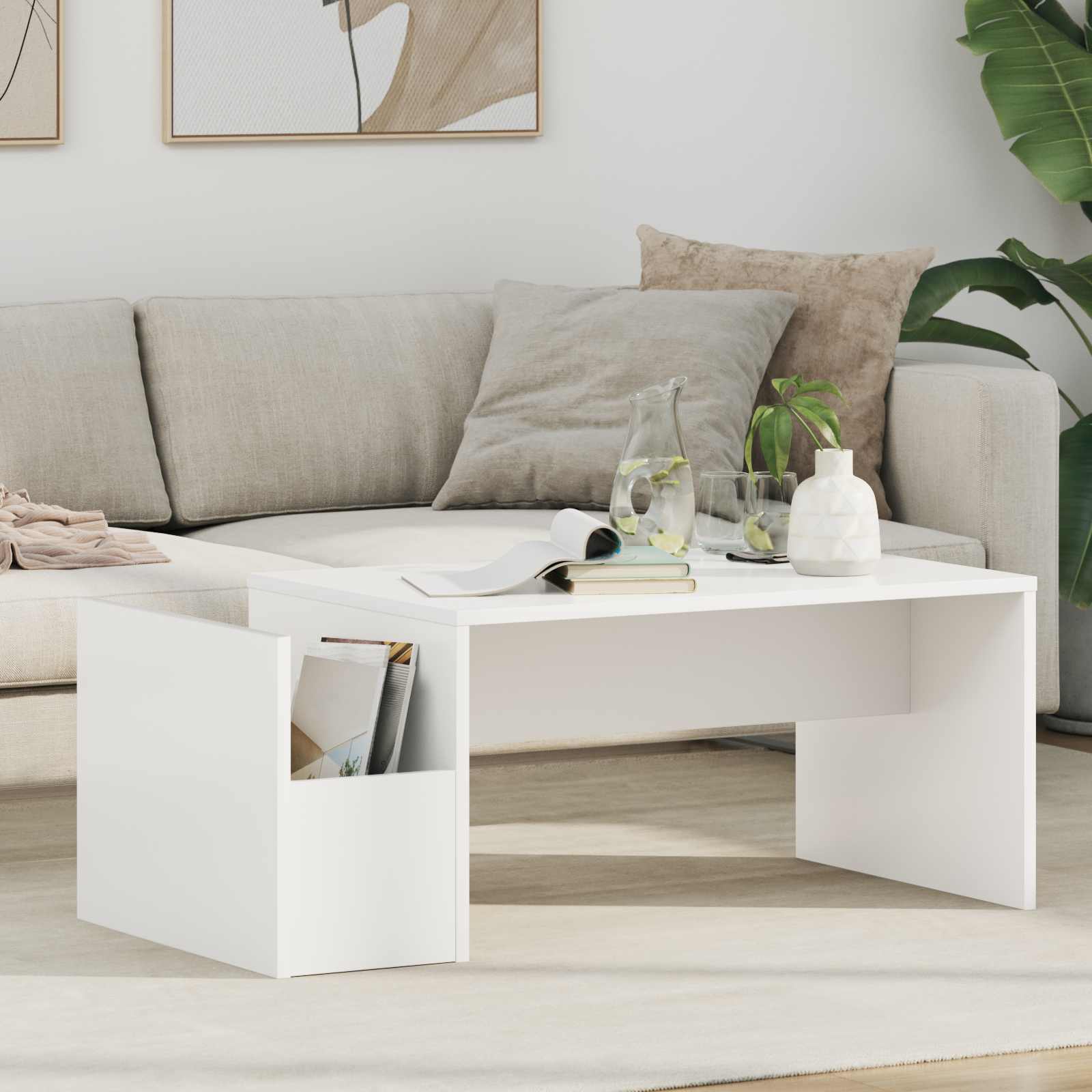 Salontafel Wit 90 x 45 x 35 cm Bewerkt hout is nu te koop bij PeponiXL, paradijselijk wonen!