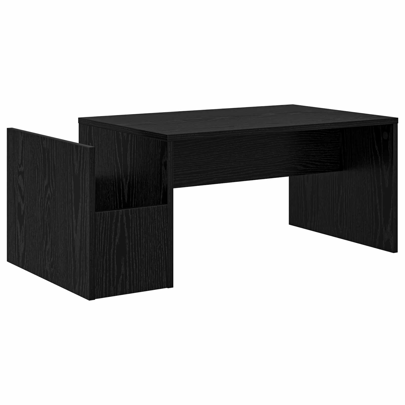 Salontafel Zwart Eiken 90 x 45 x 35 cm Bewerkt hout is nu te koop bij PeponiXL, paradijselijk wonen!