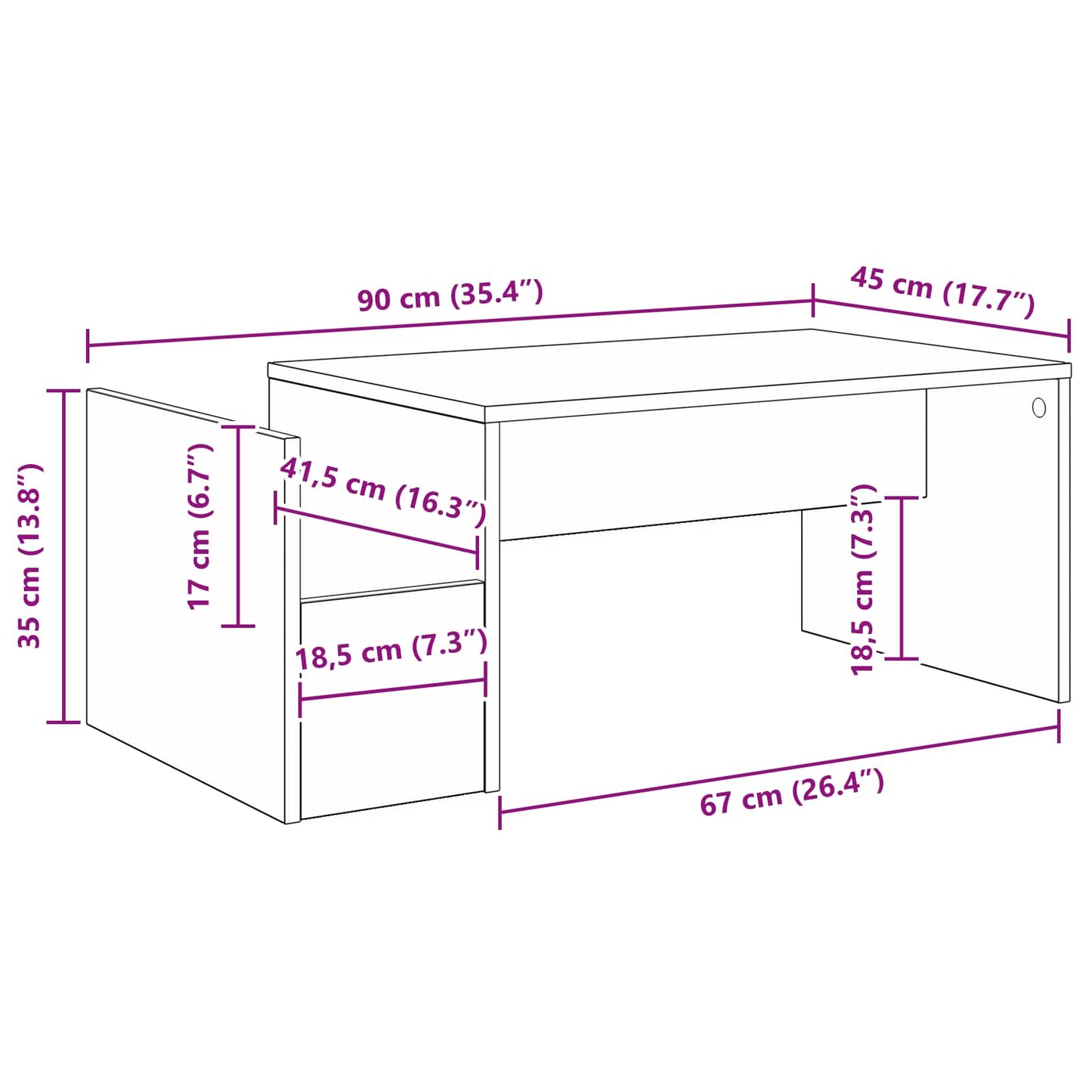 Salontafel Zwart Eiken 90 x 45 x 35 cm Bewerkt hout is nu te koop bij PeponiXL, paradijselijk wonen!