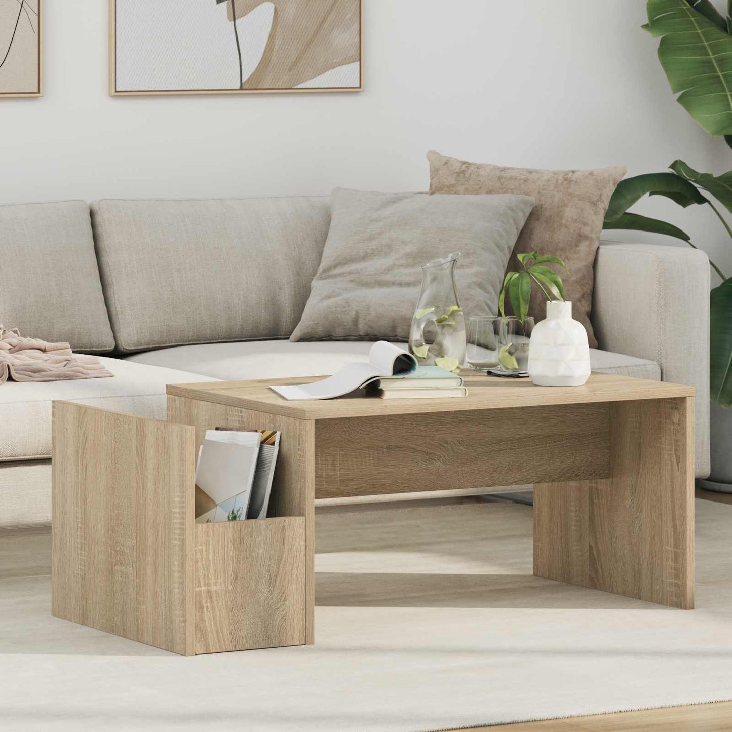 Salontafel Sonoma Eiken 90 x 45 x 35 cm Bewerkt hout is nu te koop bij PeponiXL, paradijselijk wonen!