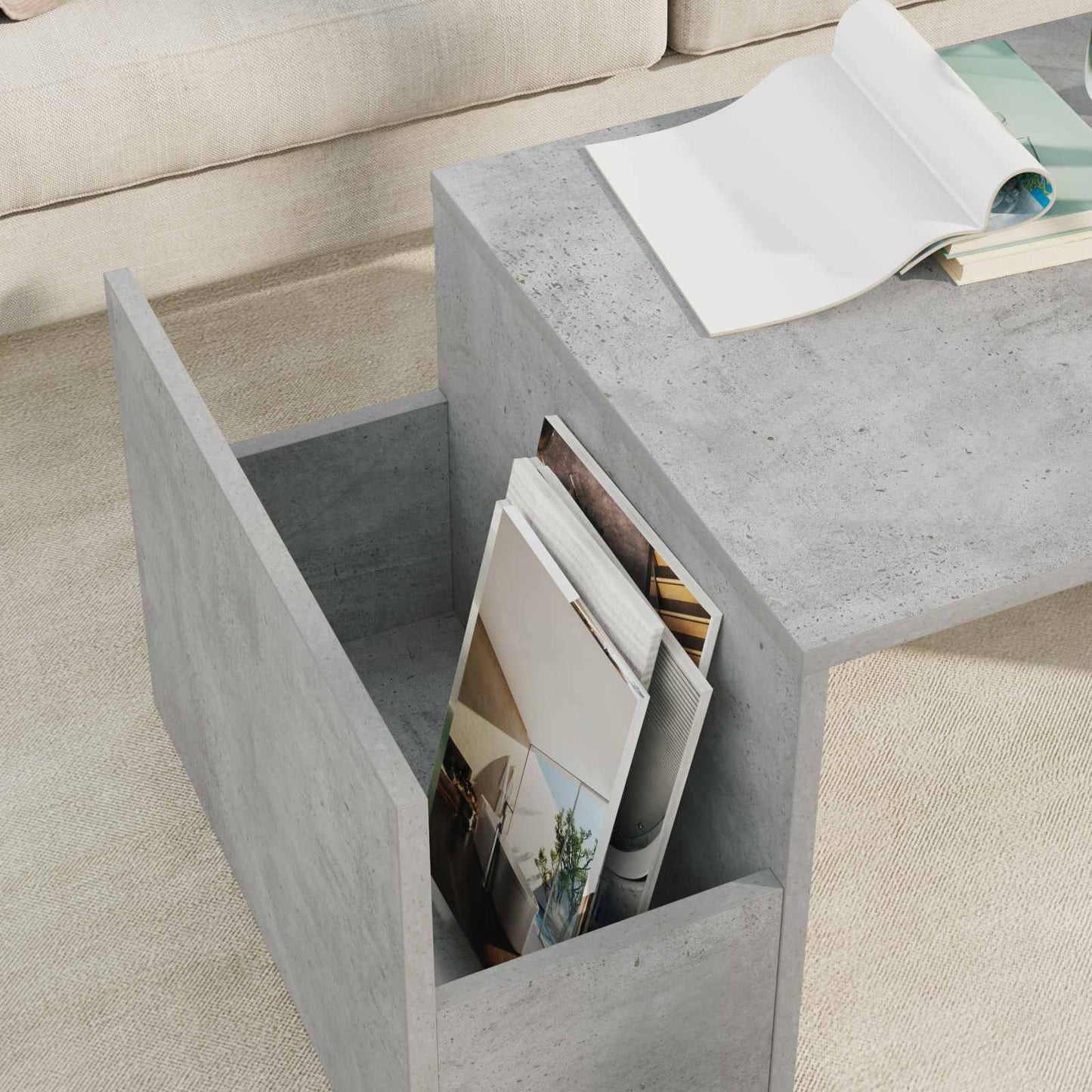 Salontafel Beton Grijs 90 x 45 x 35 cm Bewerkt hout is nu te koop bij PeponiXL, paradijselijk wonen!
