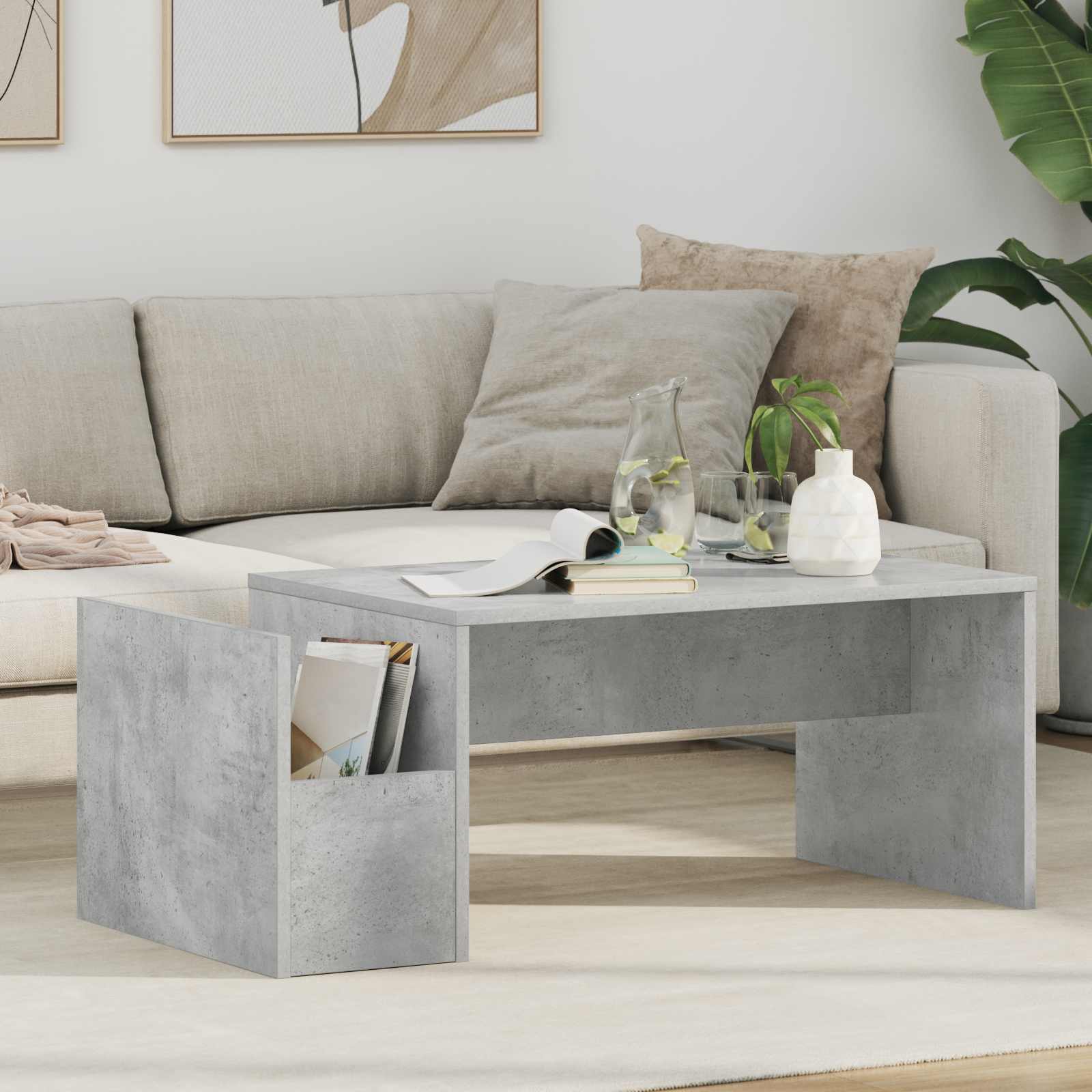 Salontafel Beton Grijs 90 x 45 x 35 cm Bewerkt hout is nu te koop bij PeponiXL, paradijselijk wonen!