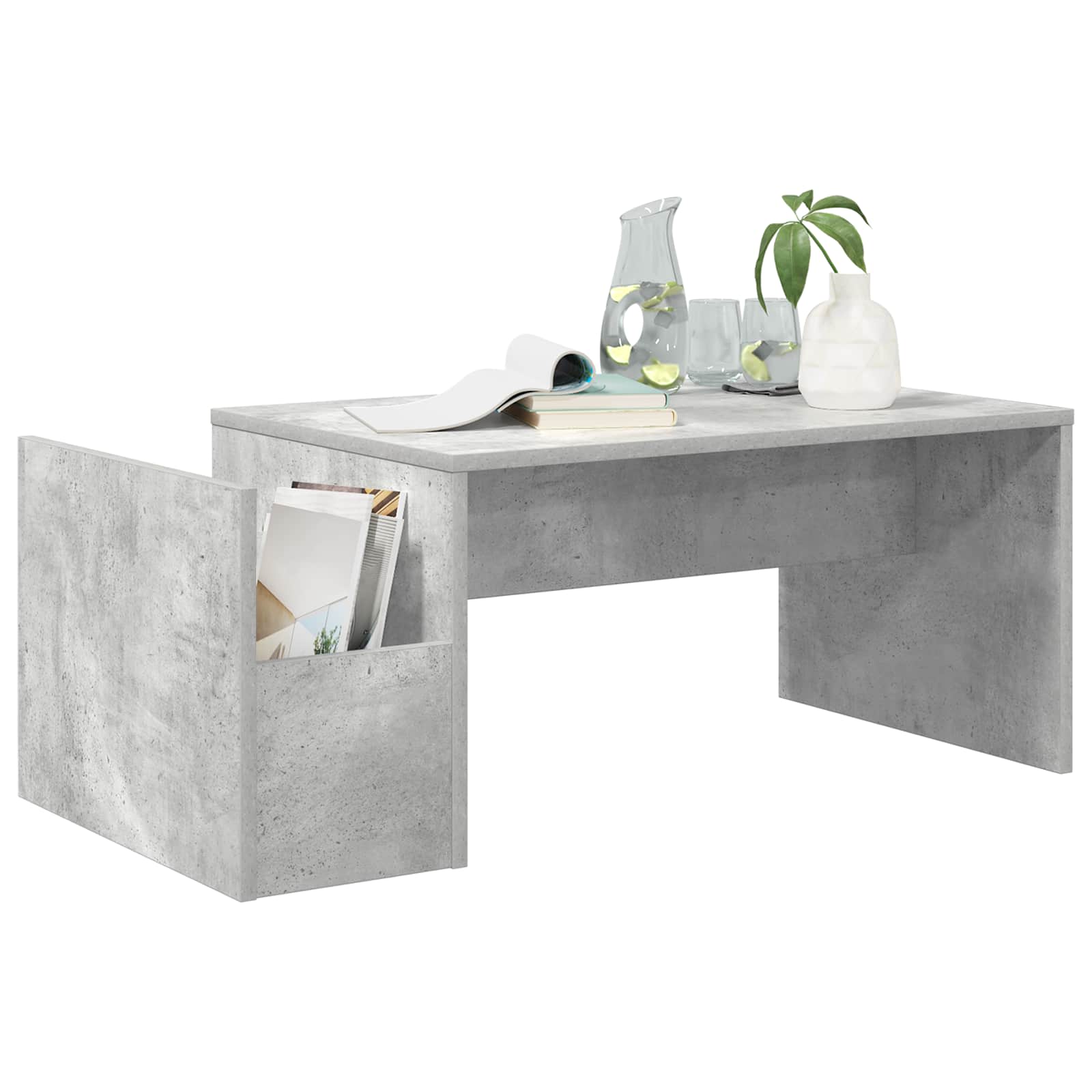 Salontafel Beton Grijs 90 x 45 x 35 cm Bewerkt hout is nu te koop bij PeponiXL, paradijselijk wonen!