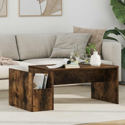 Salontafel Gerookt eiken 90 x 45 x 35 cm Bewerkt hout is nu te koop bij PeponiXL, paradijselijk wonen!